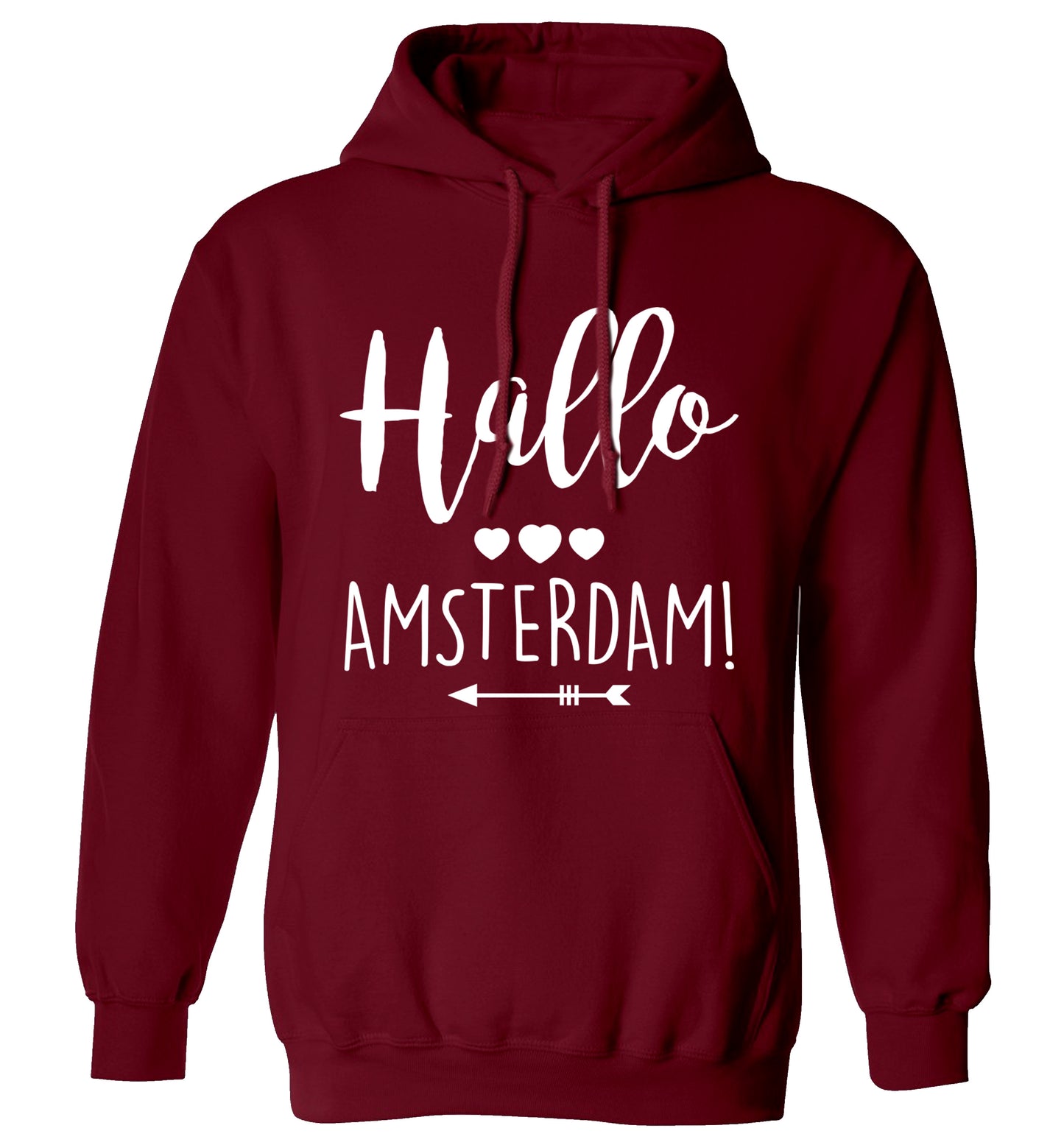 Hallo Amsterdam adults unisex maroon hoodie 2XL