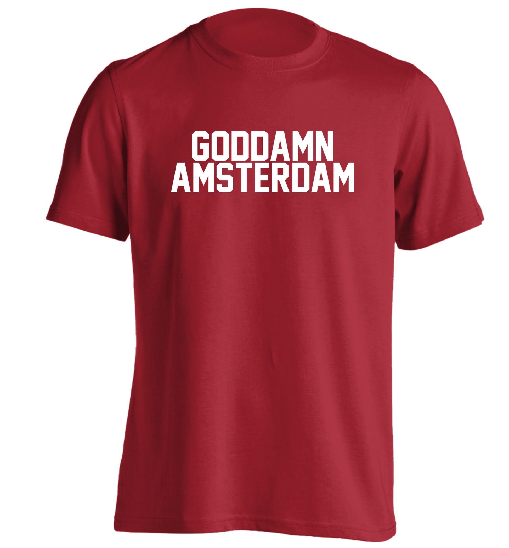 Goddamn Amsterdam adults unisex red Tshirt 2XL