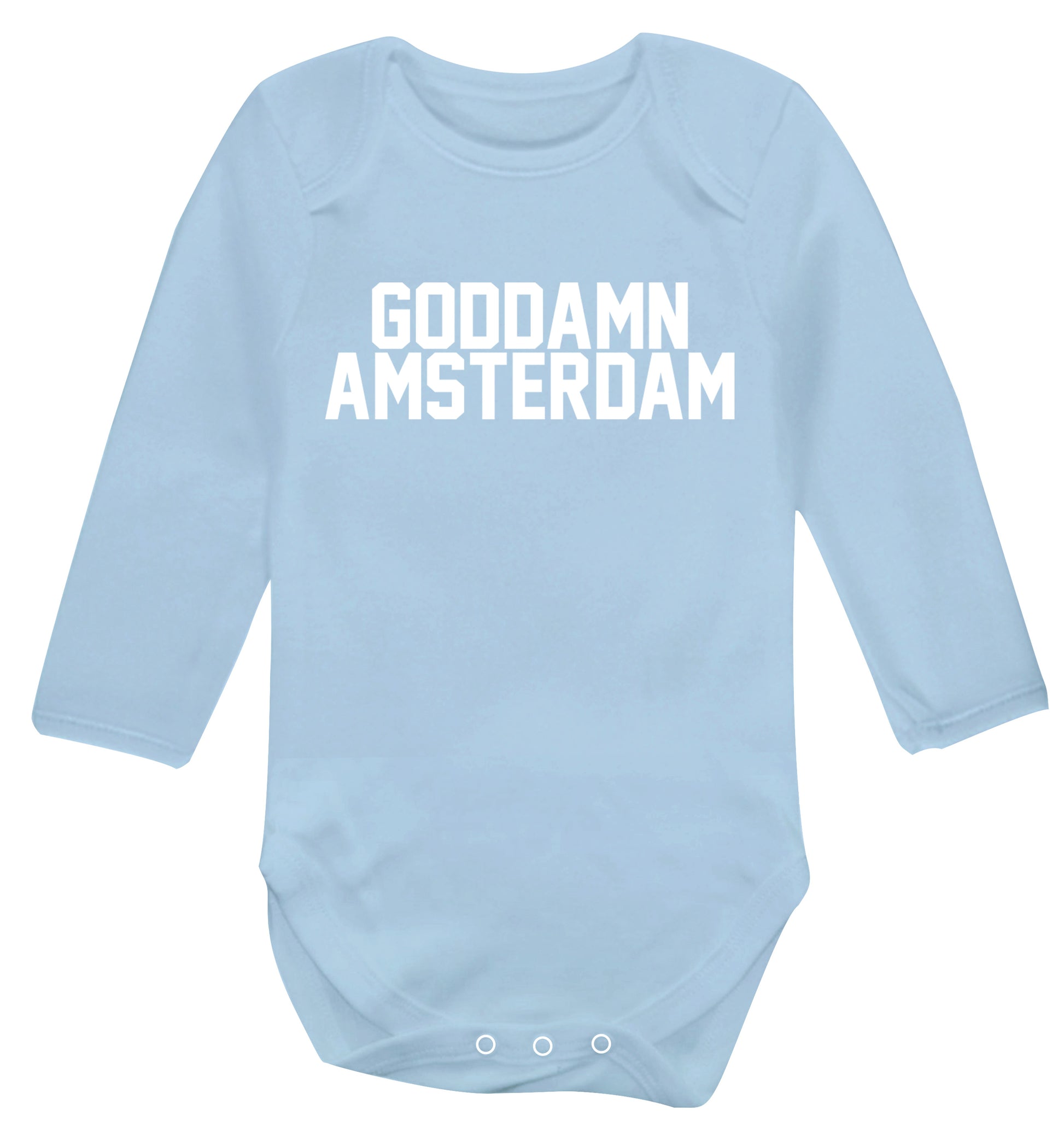 Goddamn Amsterdam Baby Vest long sleeved pale blue 6-12 months