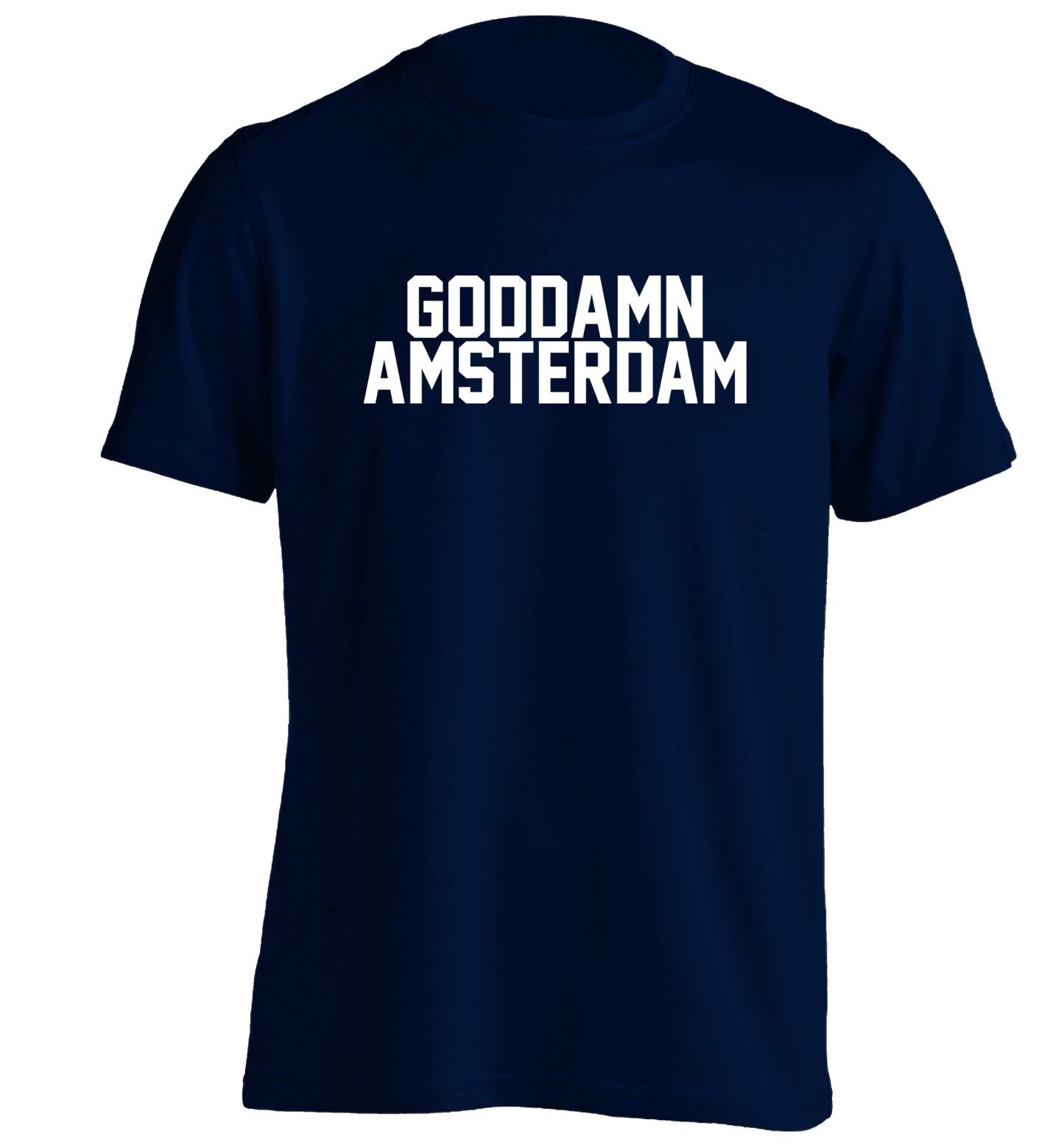 Goddamn Amsterdam adults unisex navy Tshirt 2XL