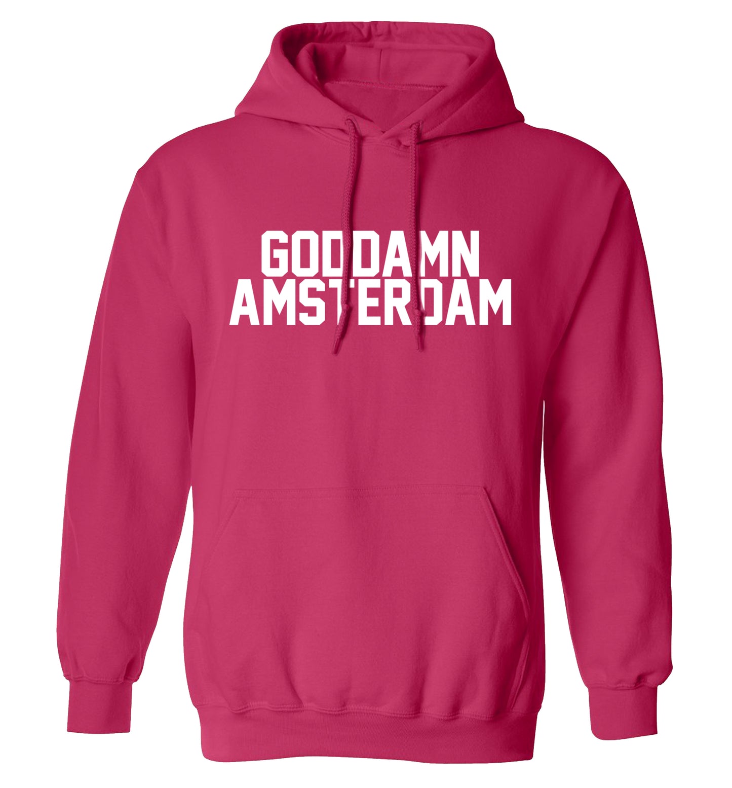 Goddamn Amsterdam adults unisex pink hoodie 2XL