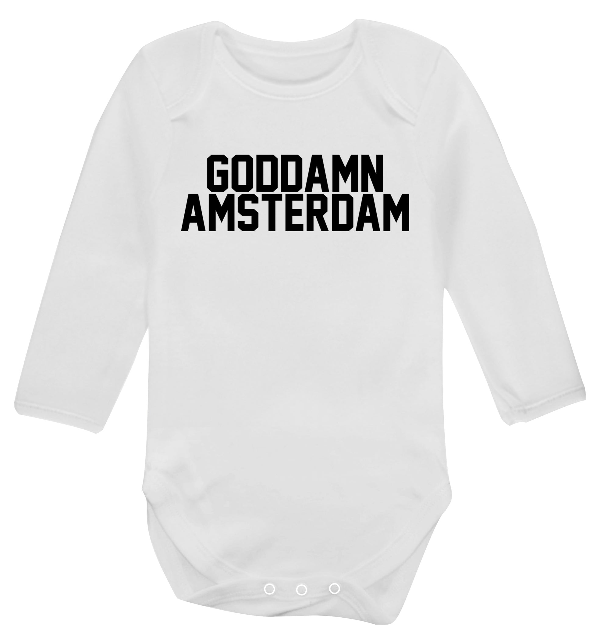 Goddamn Amsterdam Baby Vest long sleeved white 6-12 months