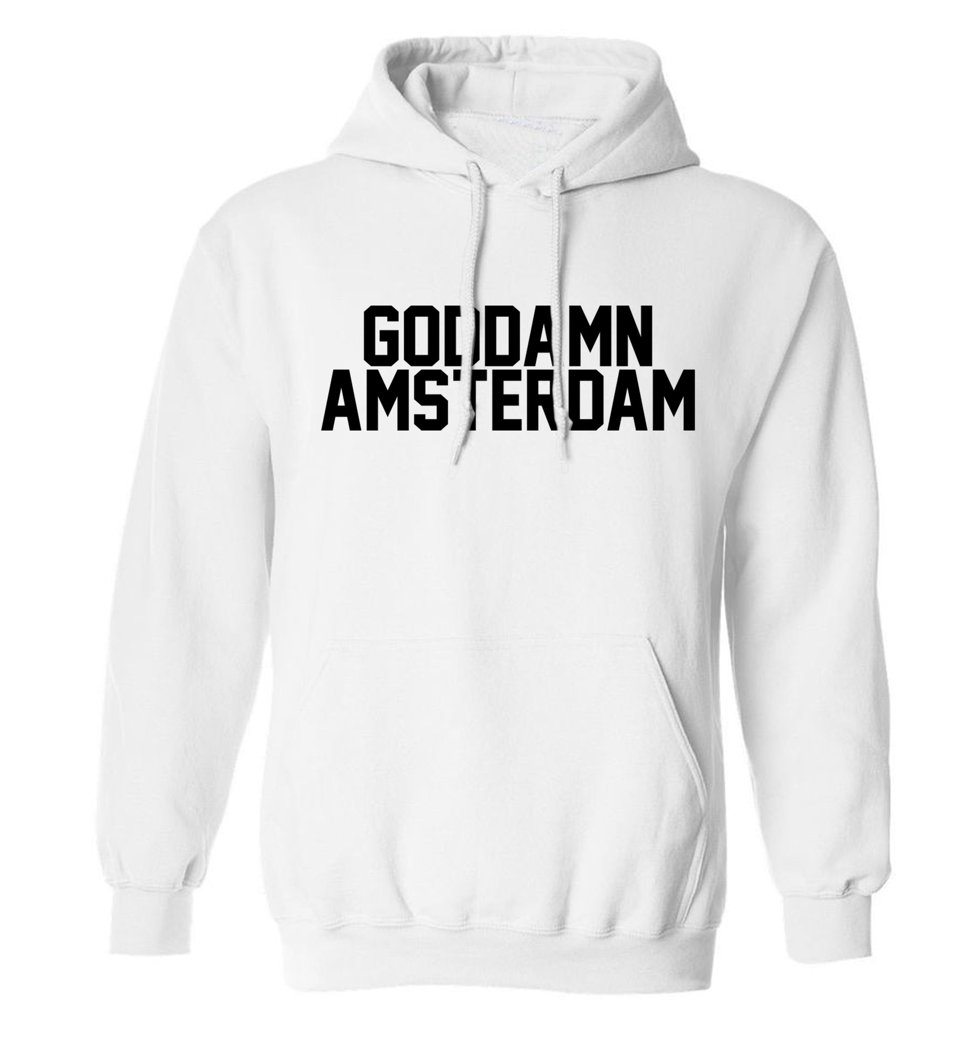 Goddamn Amsterdam adults unisex white hoodie 2XL