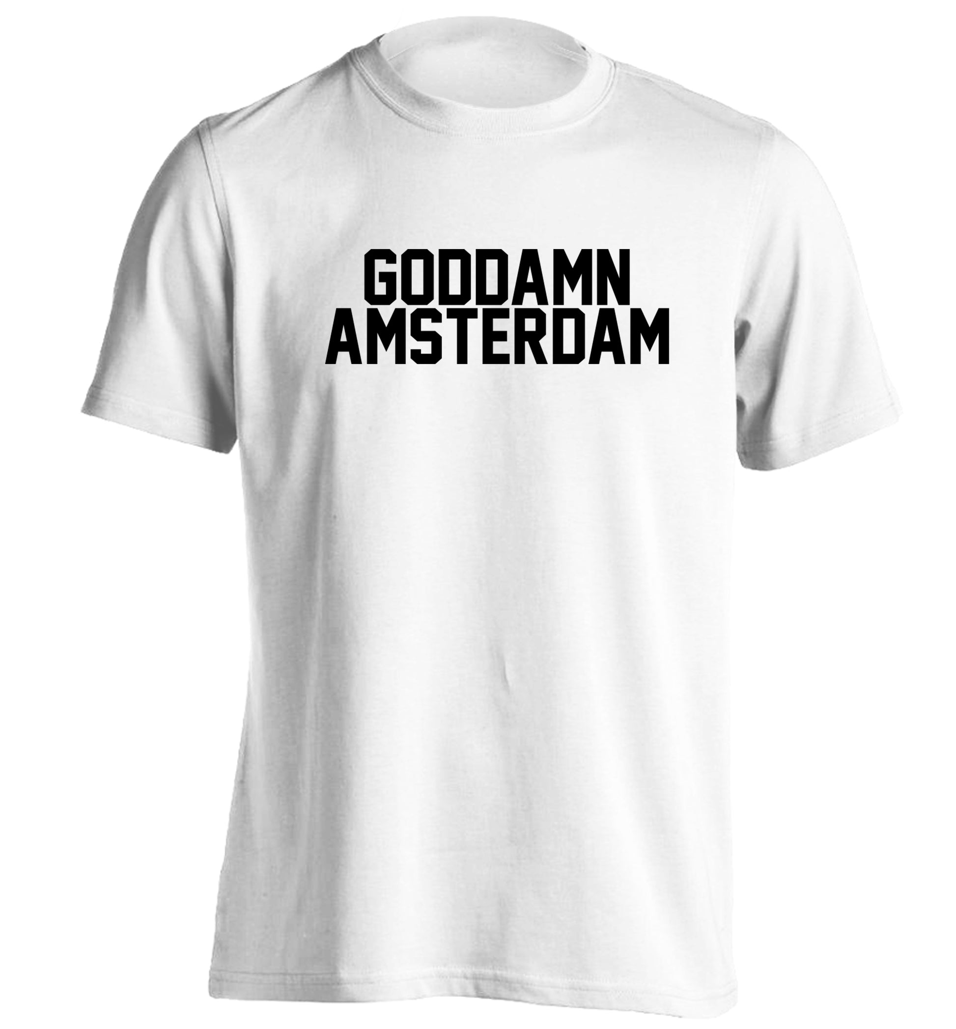 Goddamn Amsterdam adults unisex white Tshirt 2XL