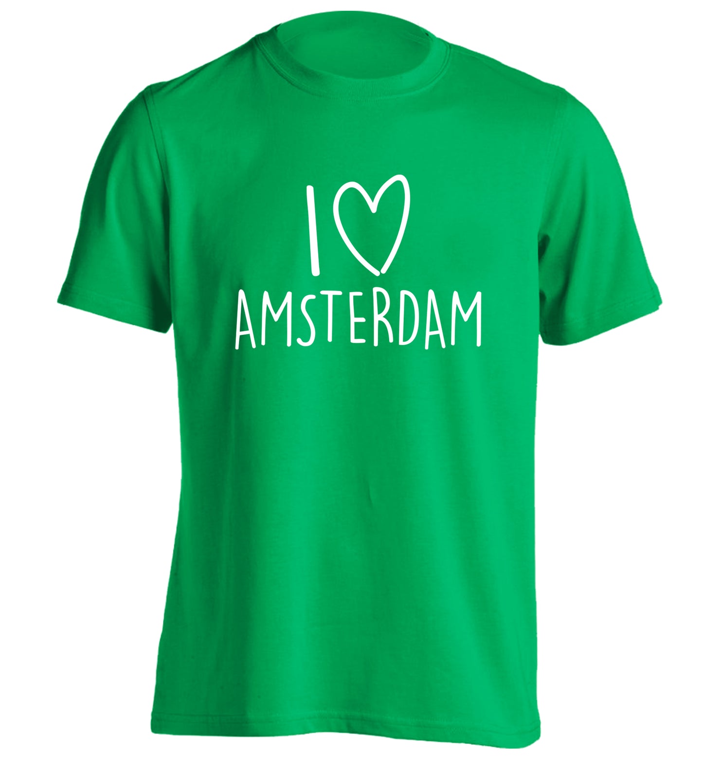 I love Amsterdam adults unisex green Tshirt 2XL