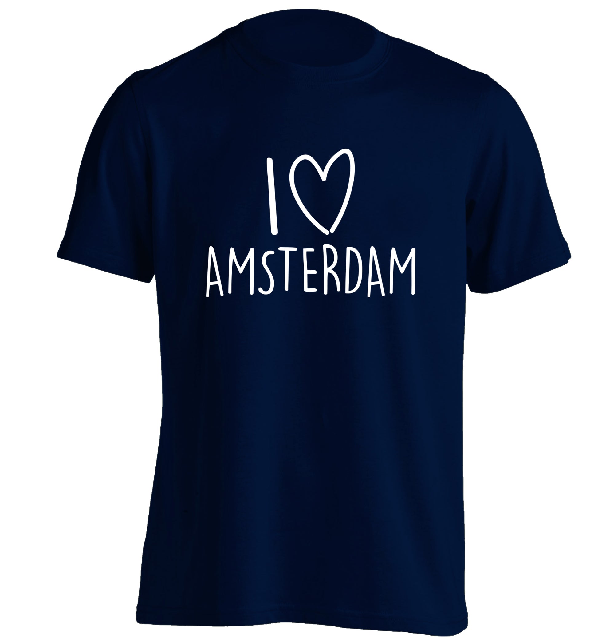 I love Amsterdam adults unisex navy Tshirt 2XL