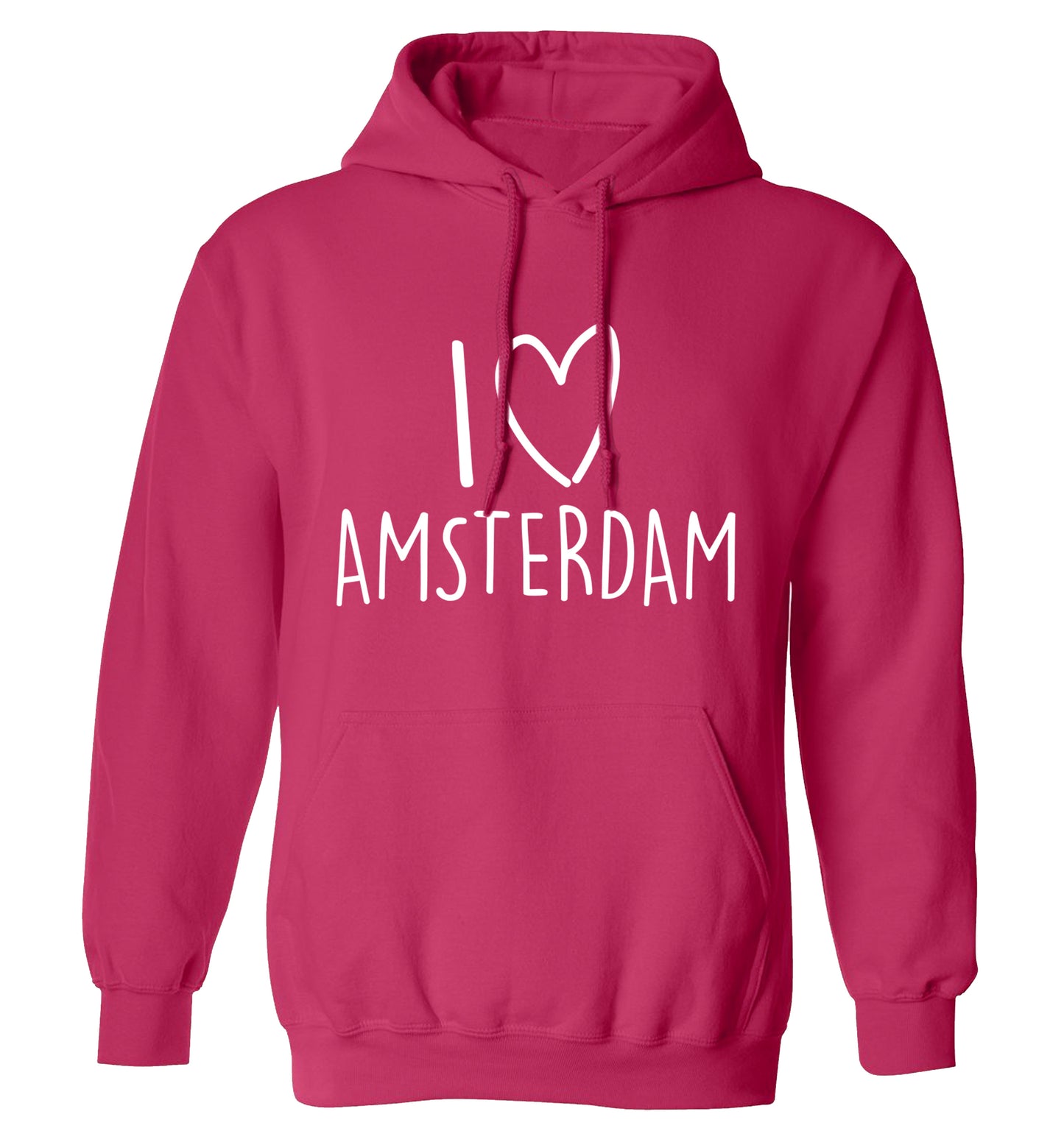 I love Amsterdam adults unisex pink hoodie 2XL