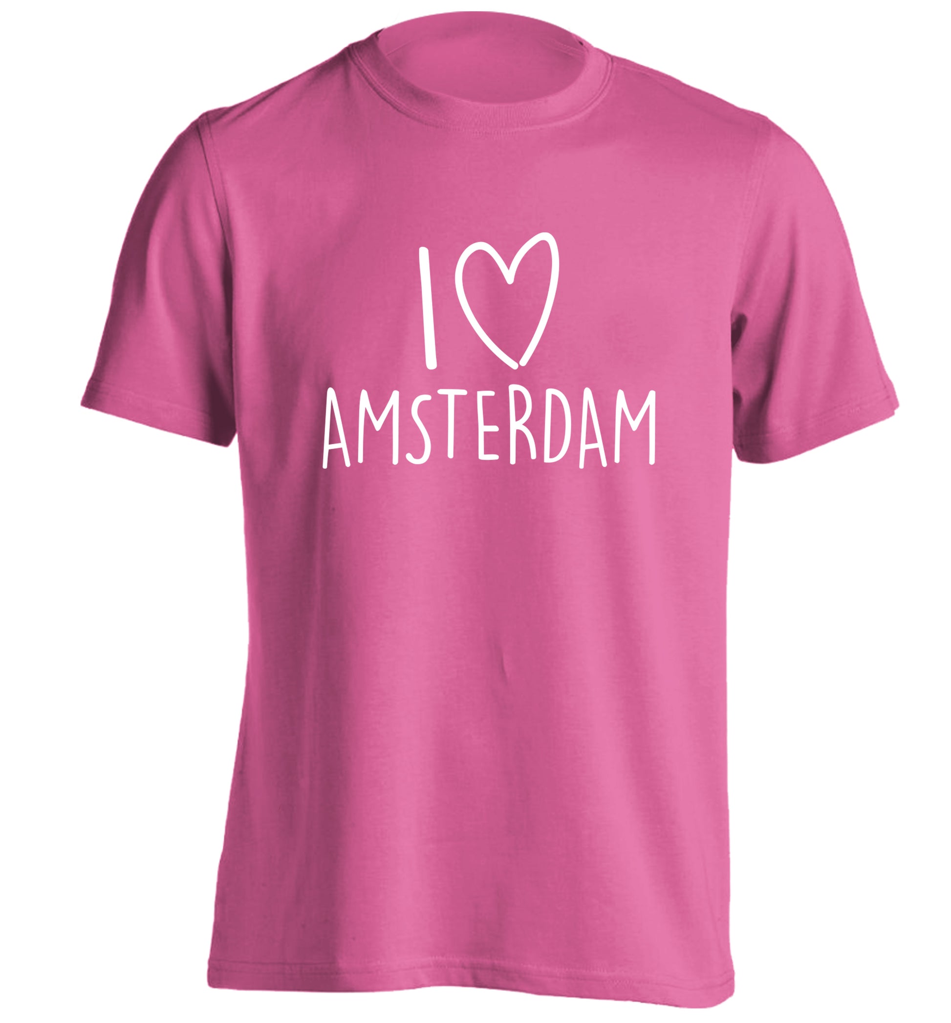 I love Amsterdam adults unisex pink Tshirt 2XL