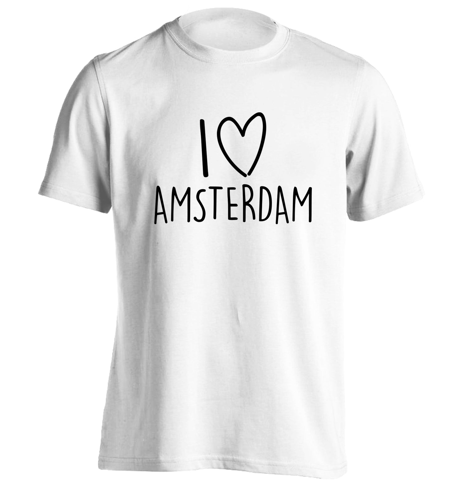 I love Amsterdam adults unisex white Tshirt 2XL