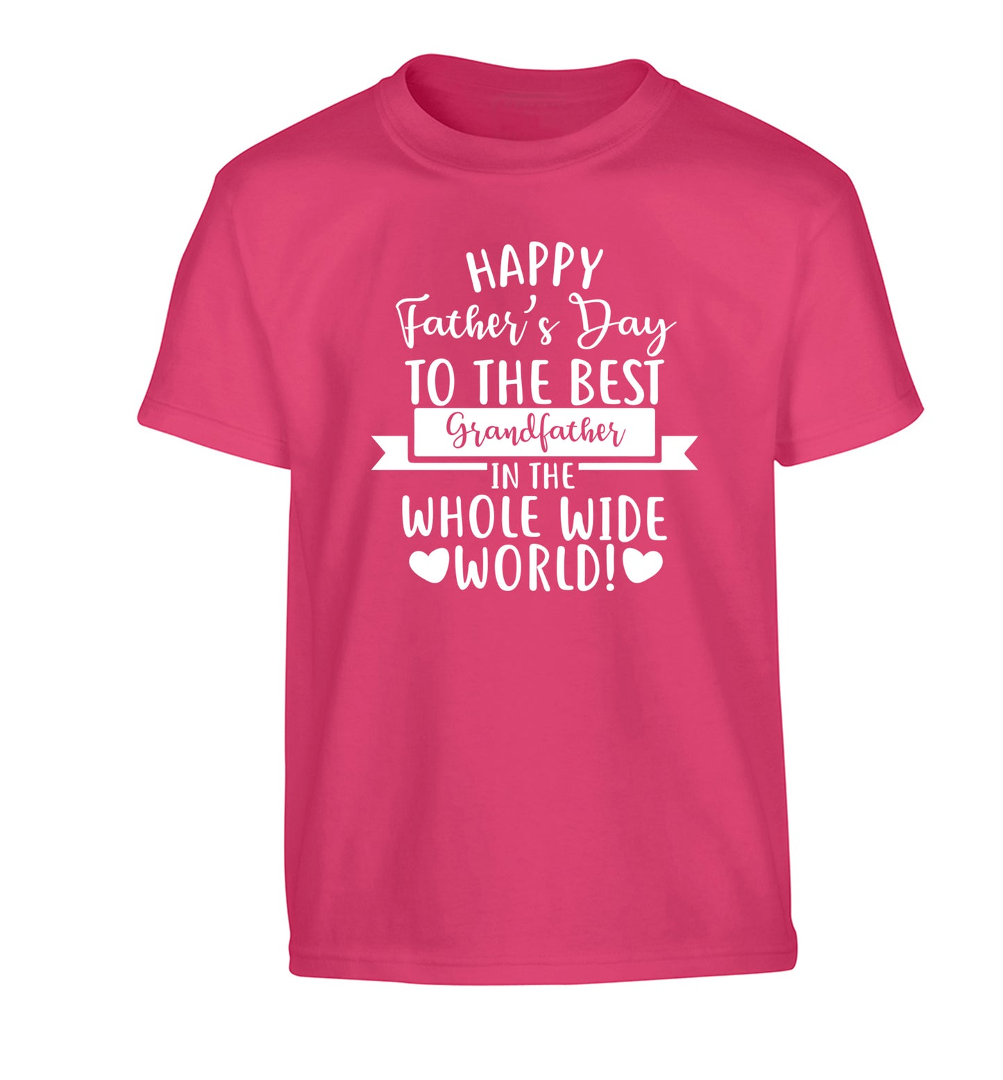 Happy Father's Day to the best grandfather in the world Children's pink Tshirt 12-13 Years