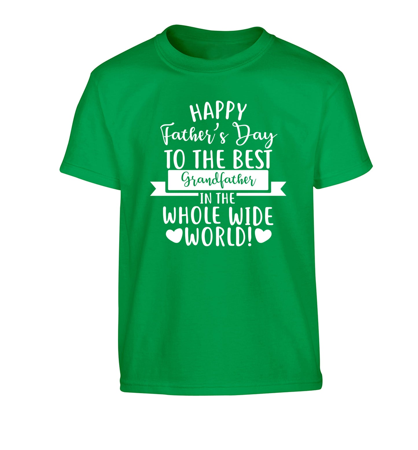 Happy Father's Day to the best grandfather in the world Children's green Tshirt 12-13 Years