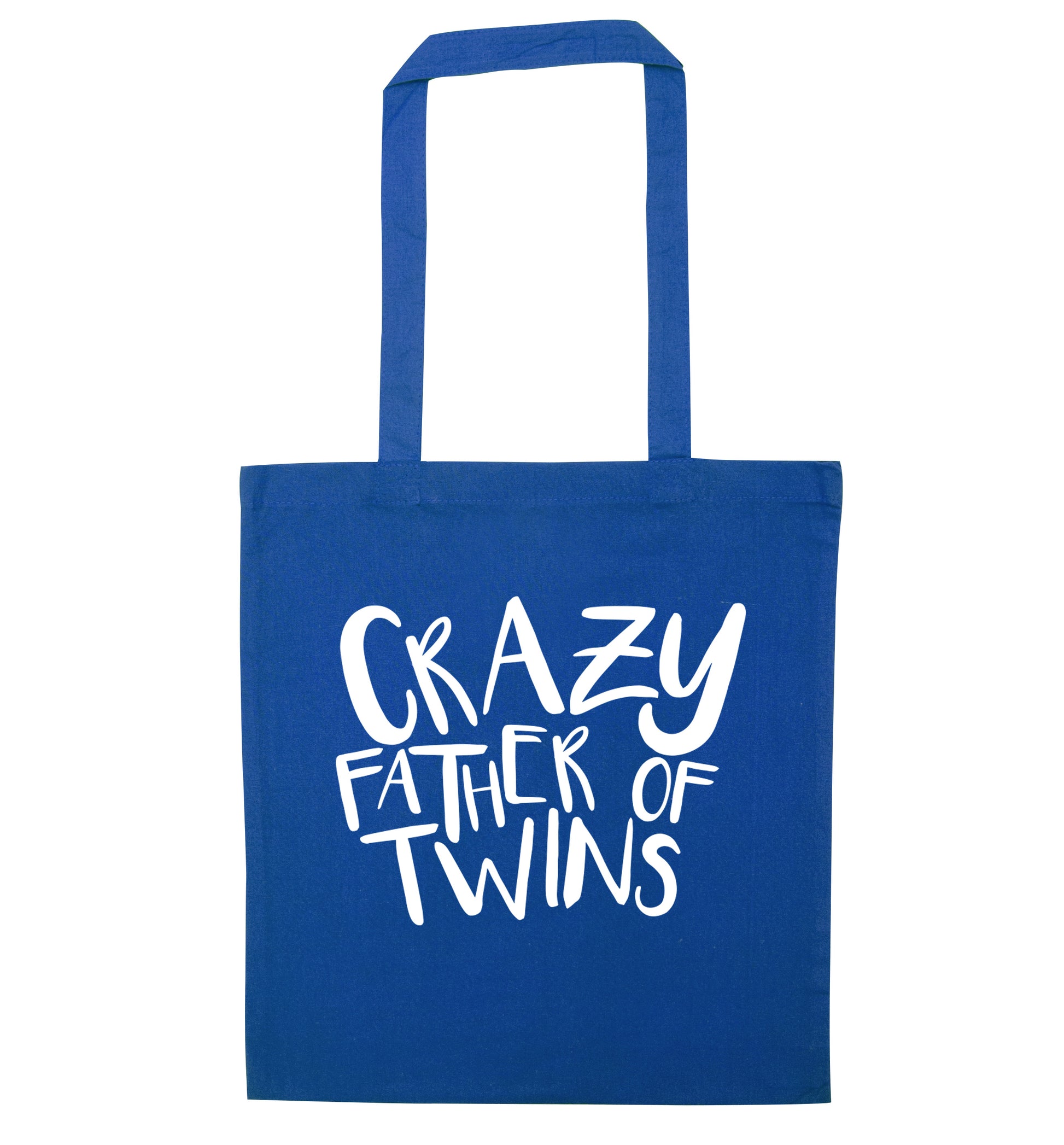 Crazy father of twins blue tote bag