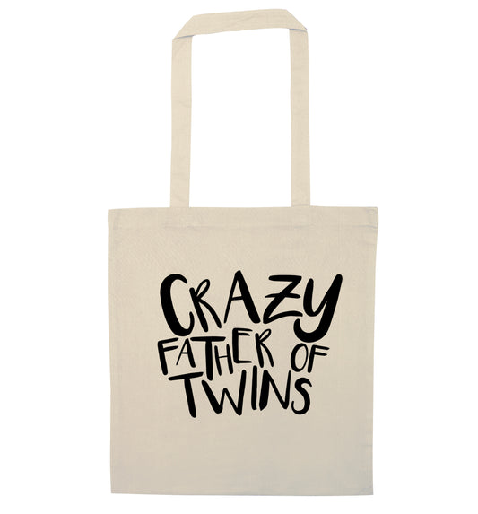 Crazy father of twins natural tote bag