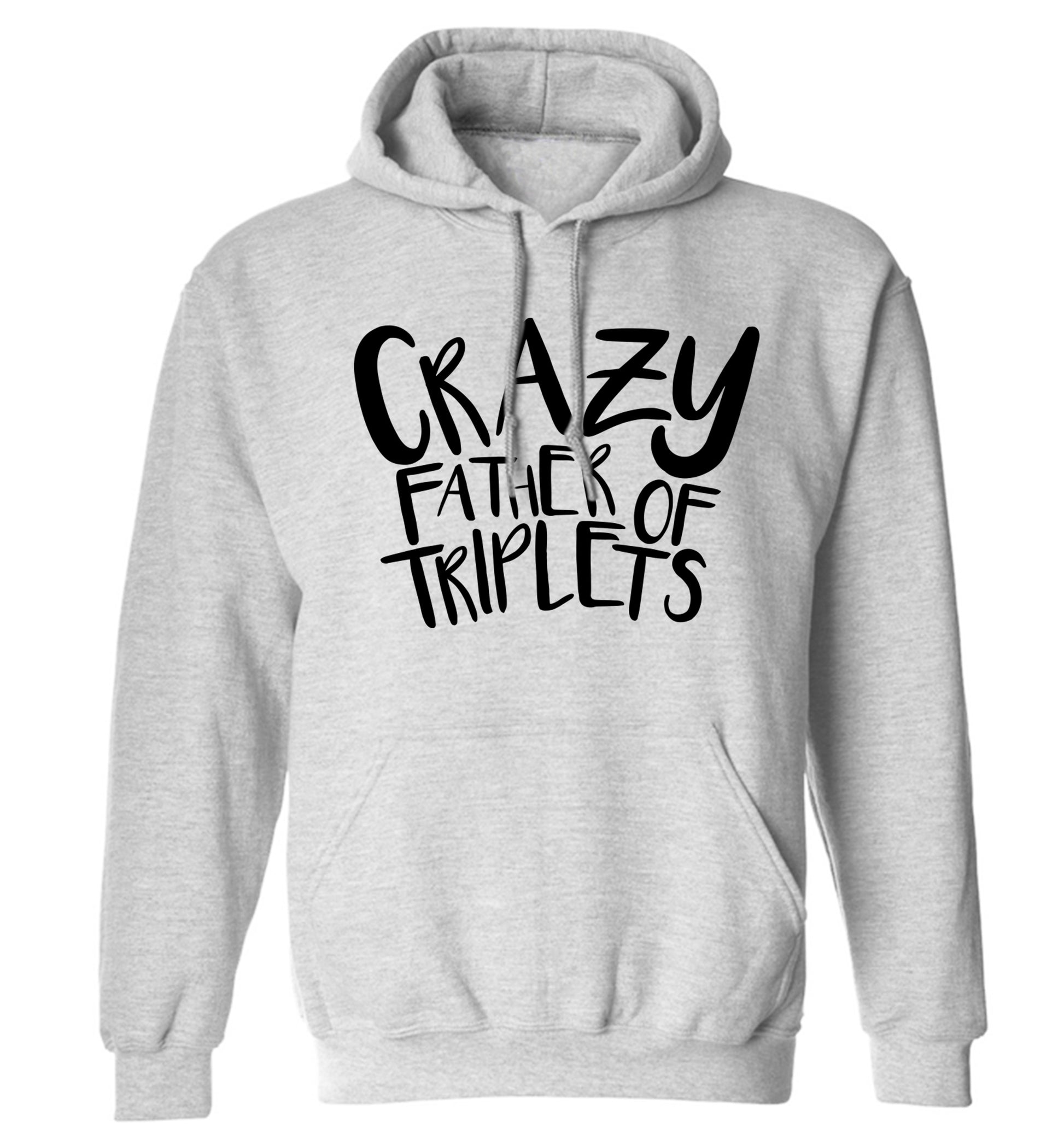 Crazy father of triplets adults unisex grey hoodie 2XL