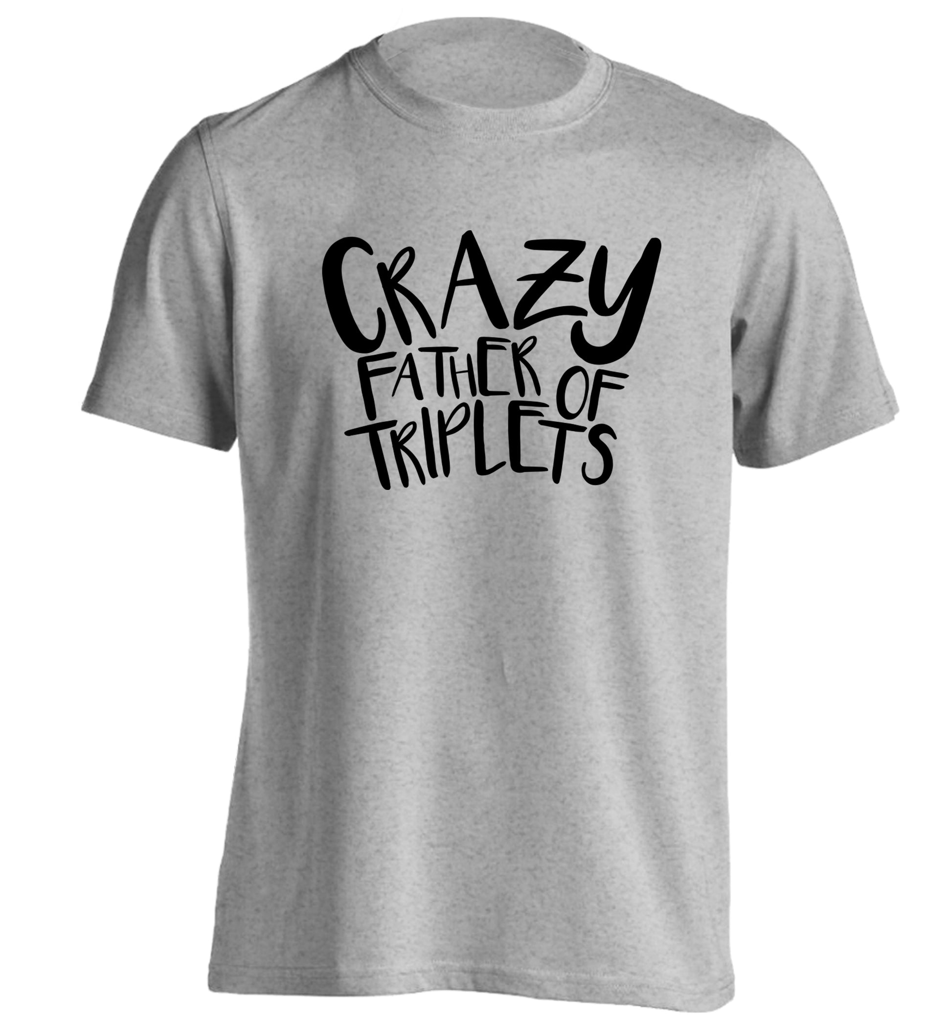 Crazy father of triplets adults unisex grey Tshirt 2XL