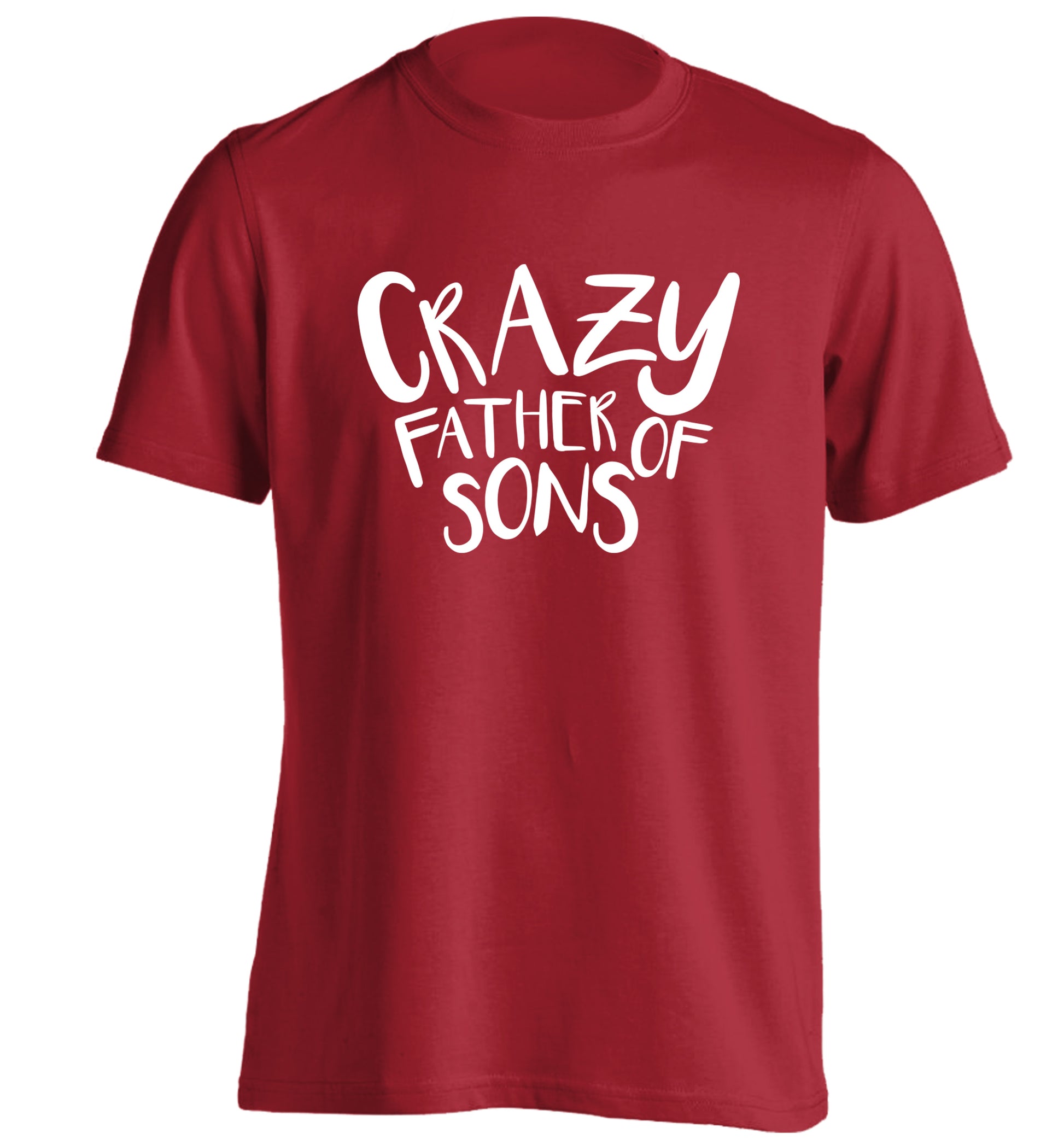 Crazy father of sons adults unisex red Tshirt 2XL