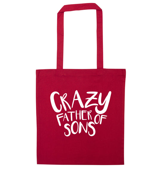 Crazy father of sons red tote bag