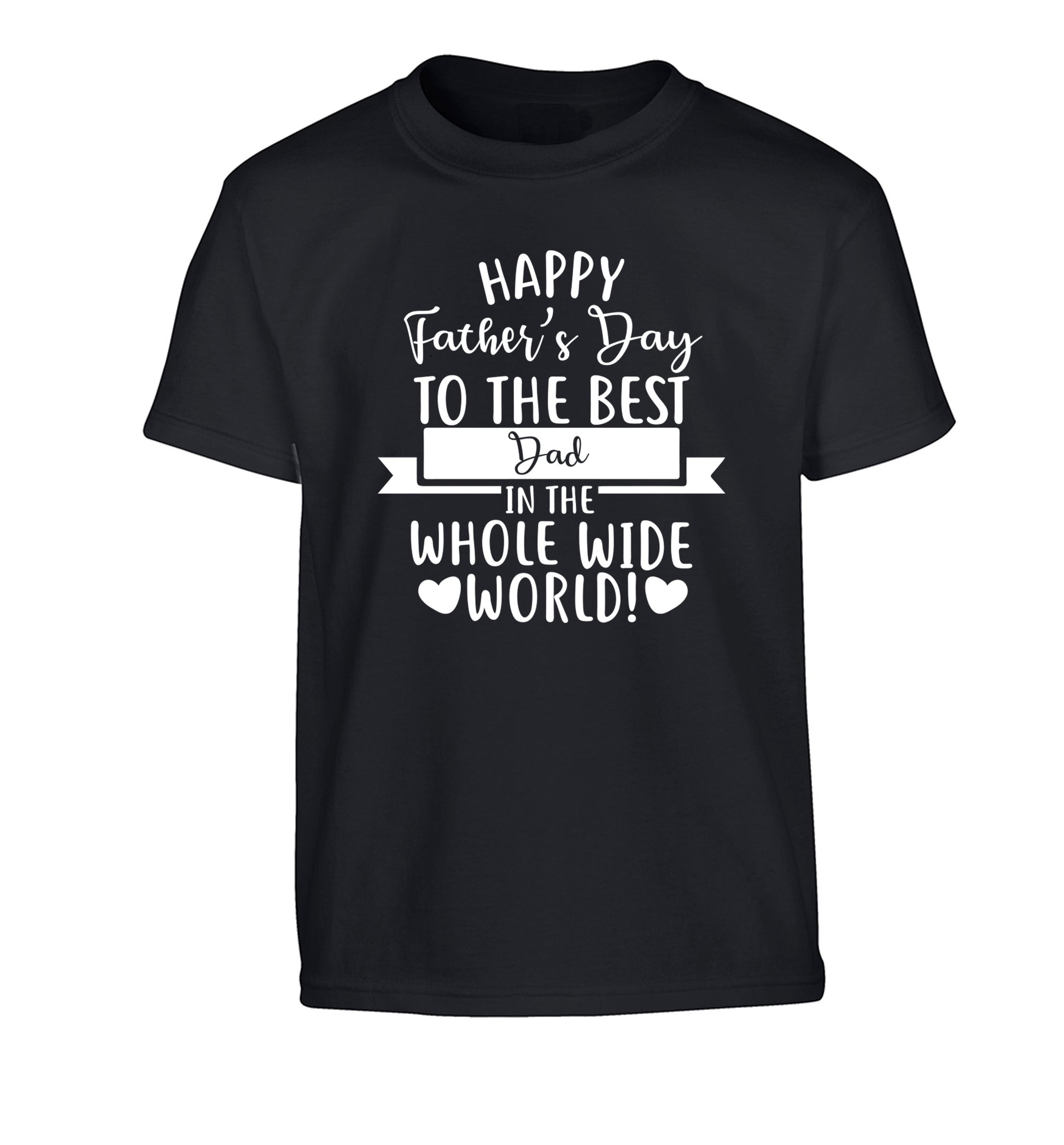 Happy Father's Day to the best father in the world! Children's black Tshirt 12-13 Years