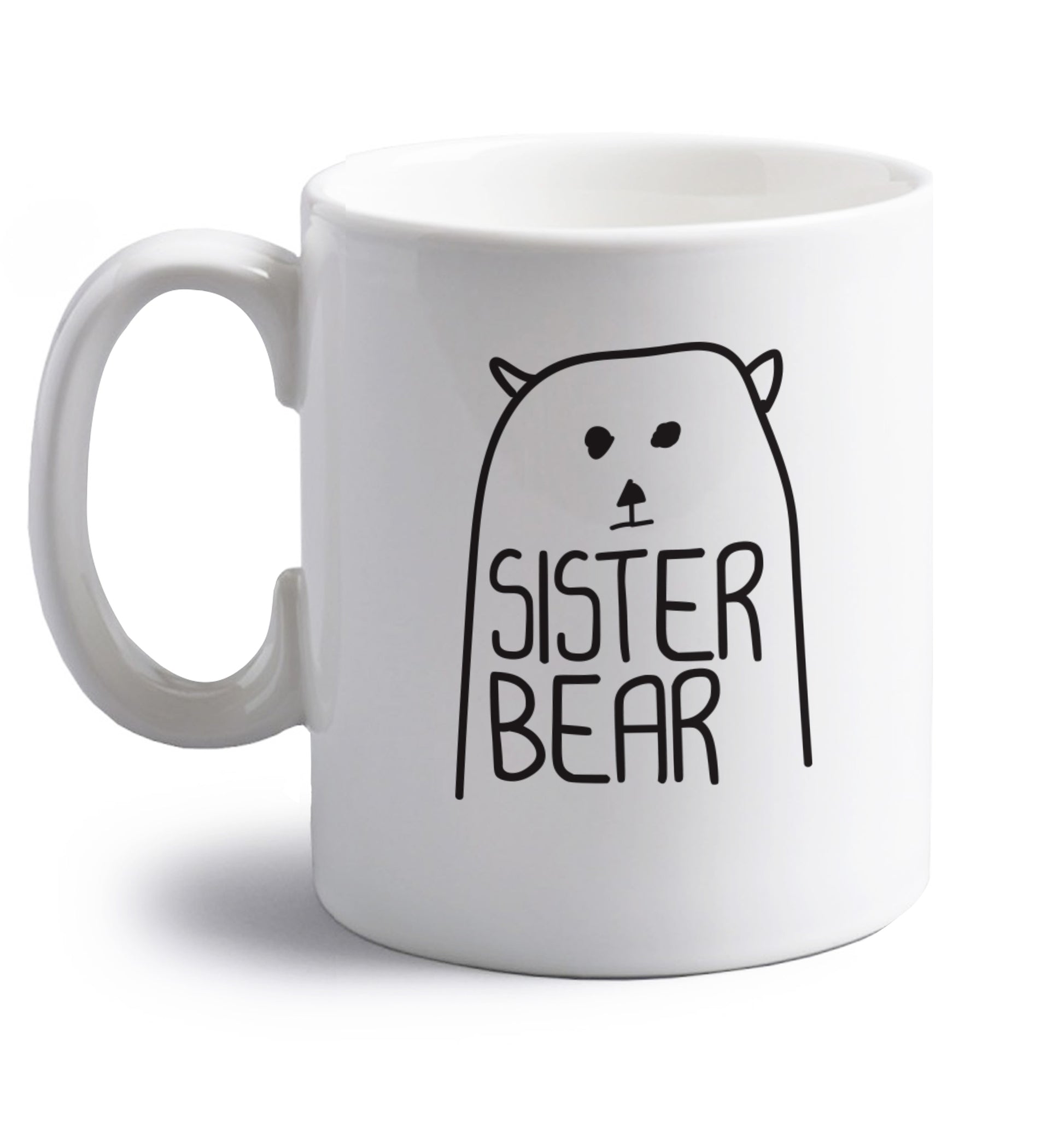 Sister bear right handed white ceramic mug 