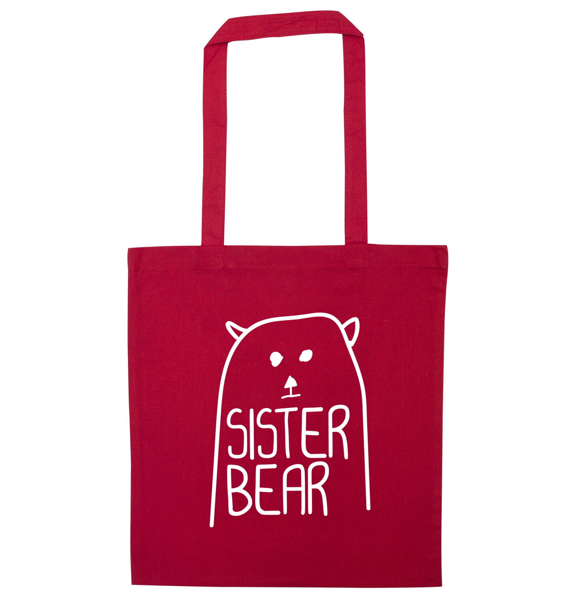 Sister bear red tote bag