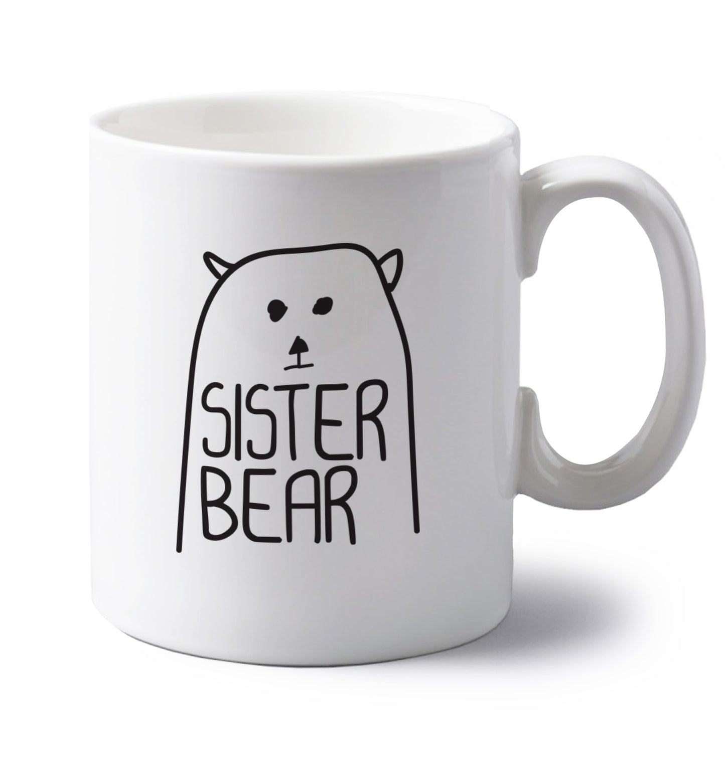 Sister bear left handed white ceramic mug 