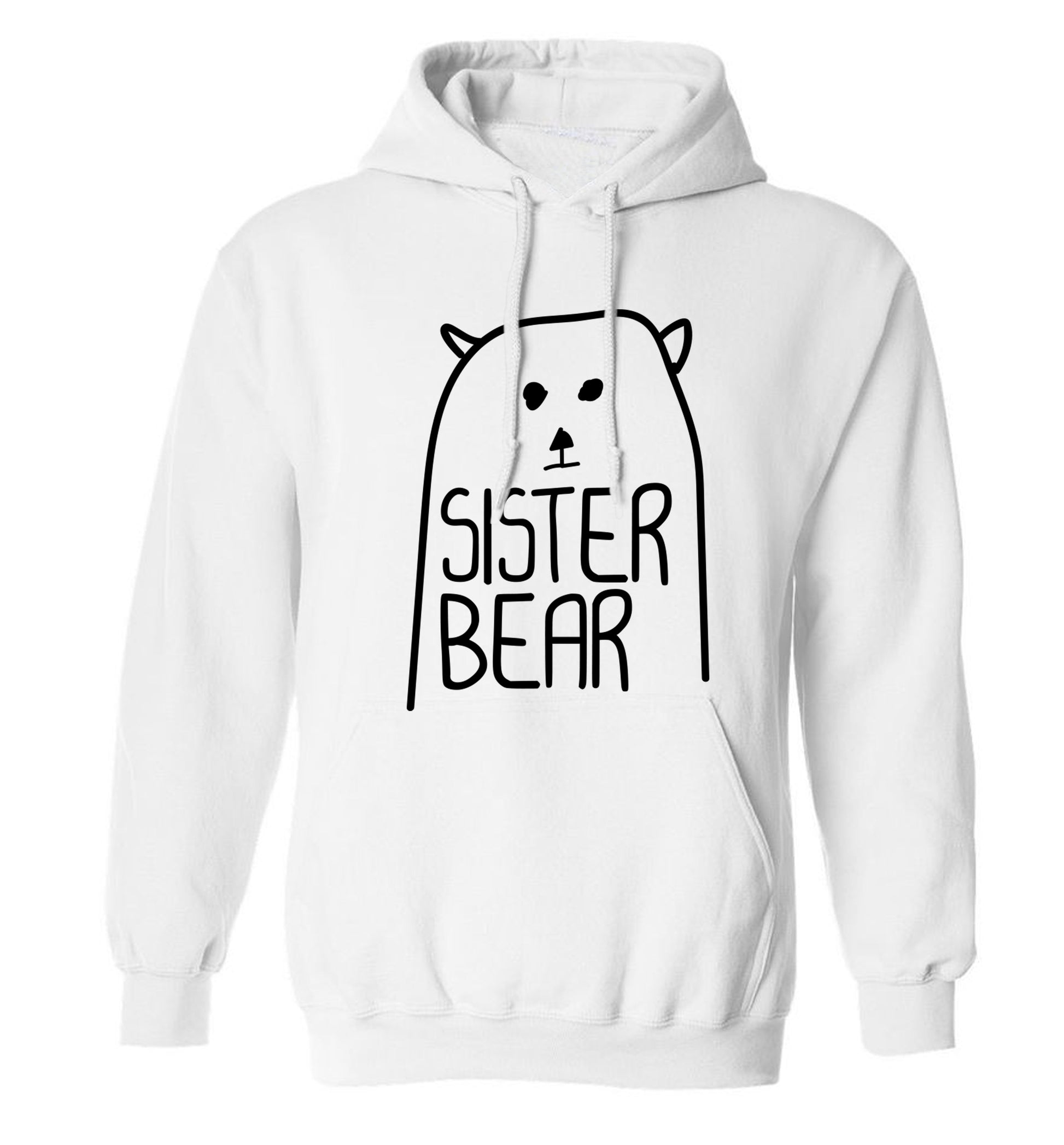 Sister bear adults unisex white hoodie 2XL