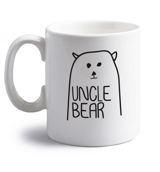 Uncle bear right handed white ceramic mug 
