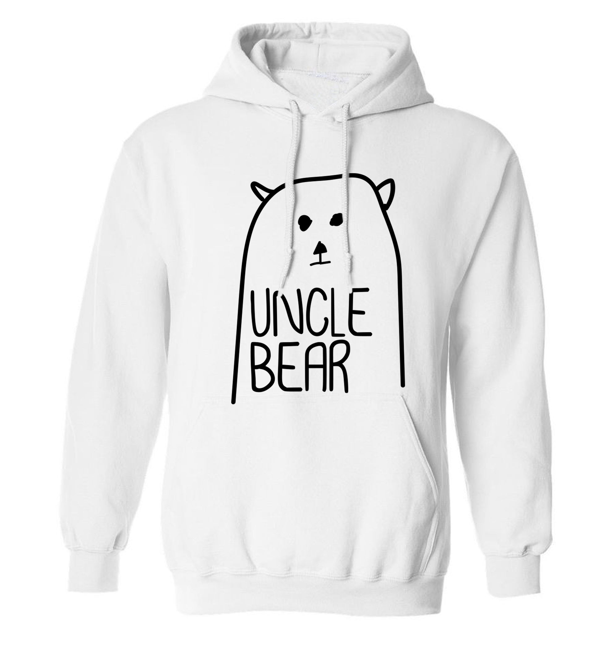 Uncle bear adults unisex white hoodie 2XL