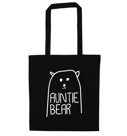 Auntie bear black tote bag