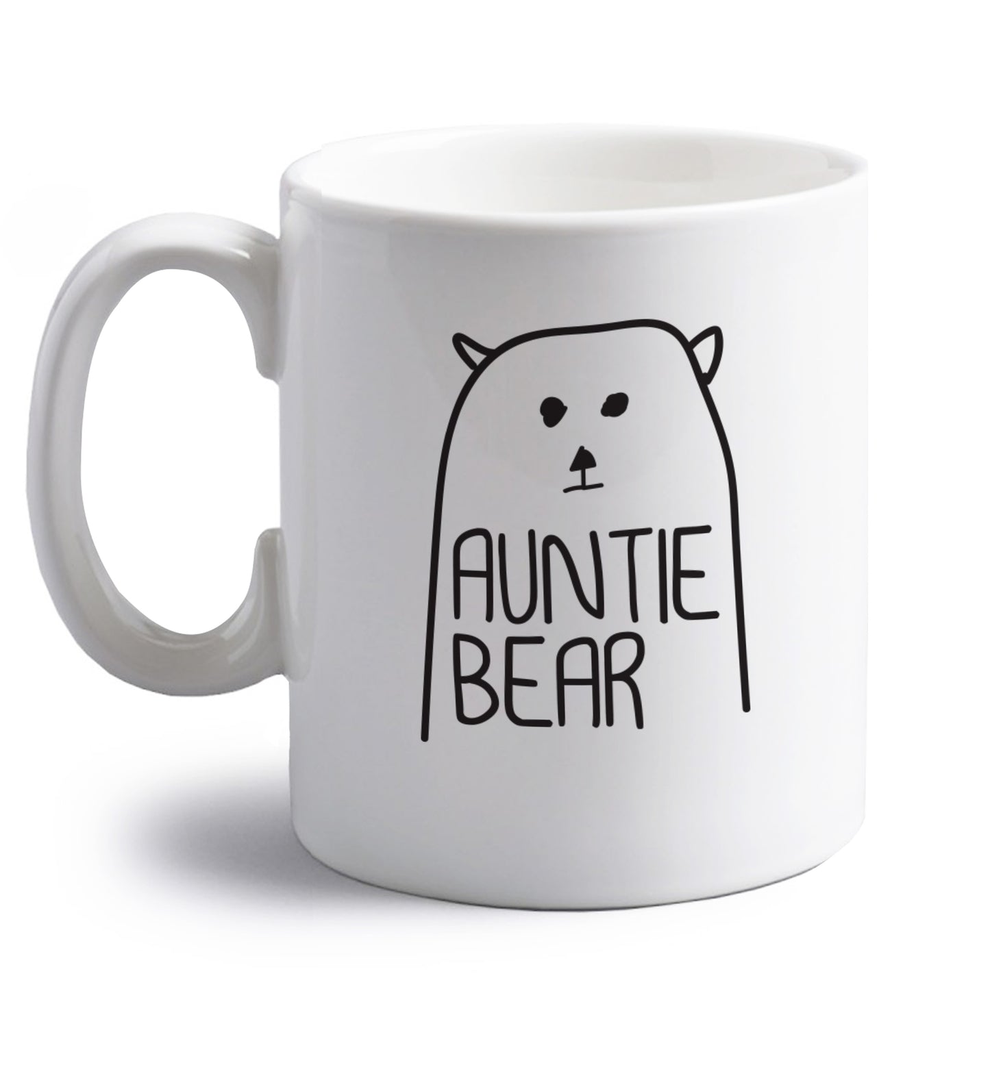 Auntie bear right handed white ceramic mug 
