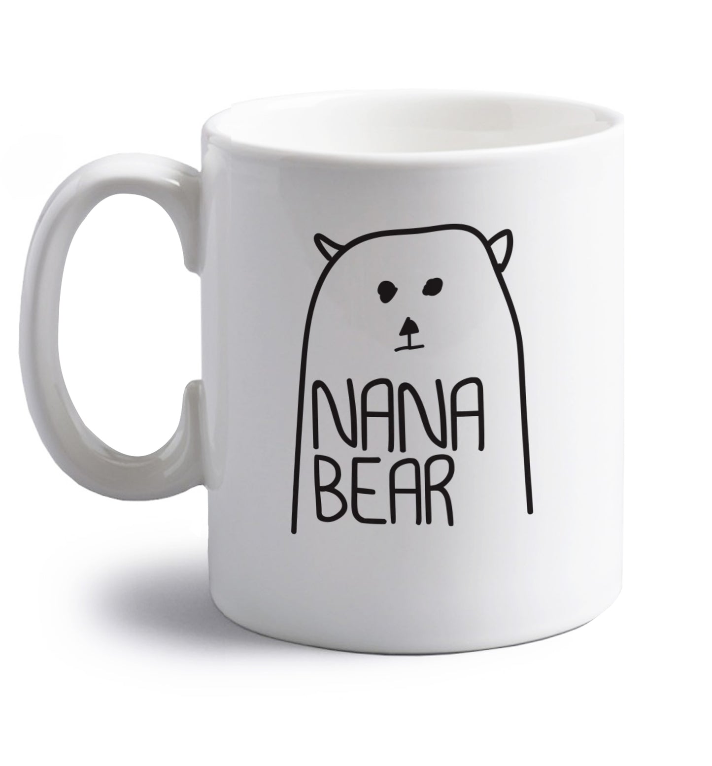 Nana bear right handed white ceramic mug 