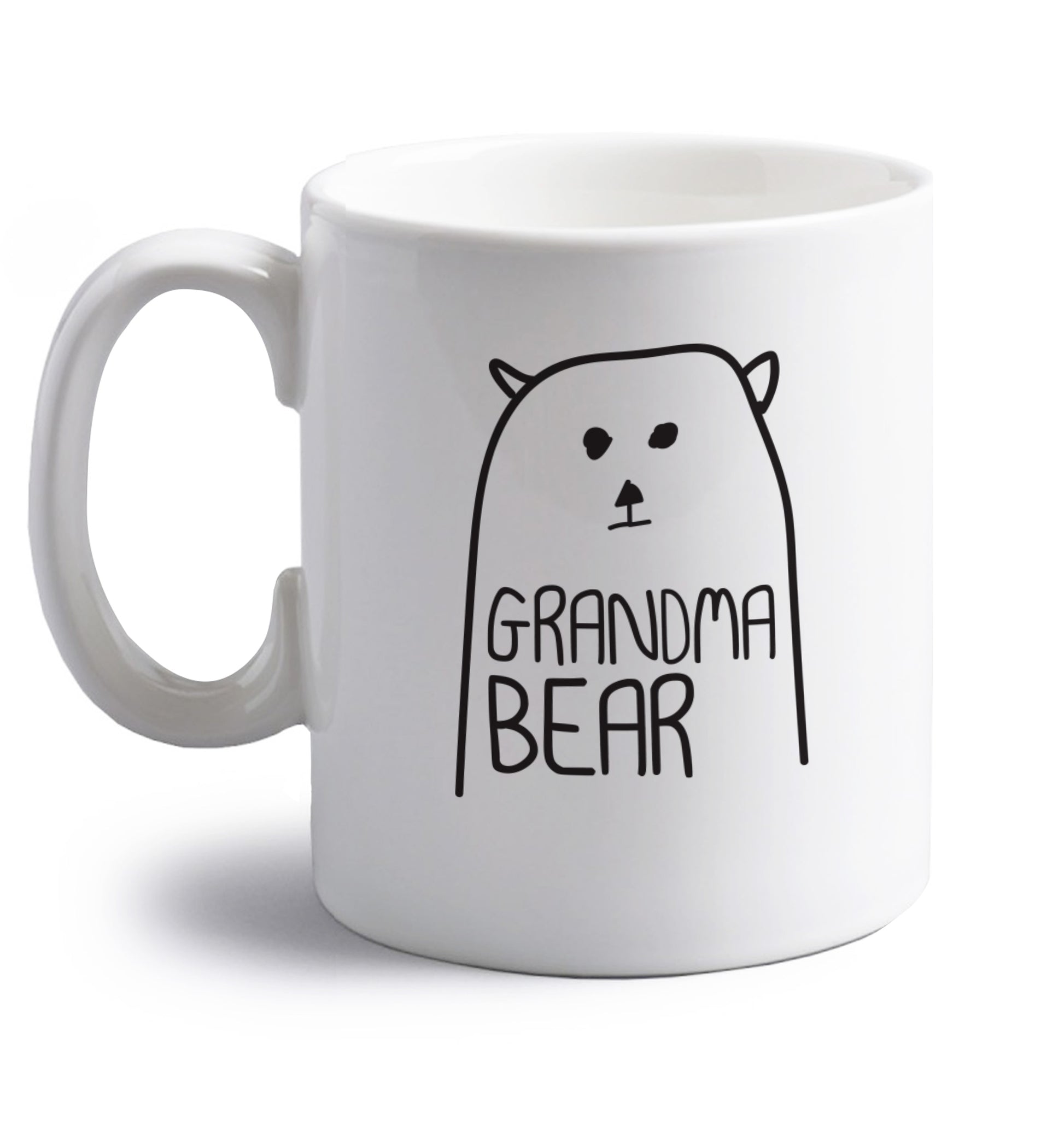 Grandma bear right handed white ceramic mug 