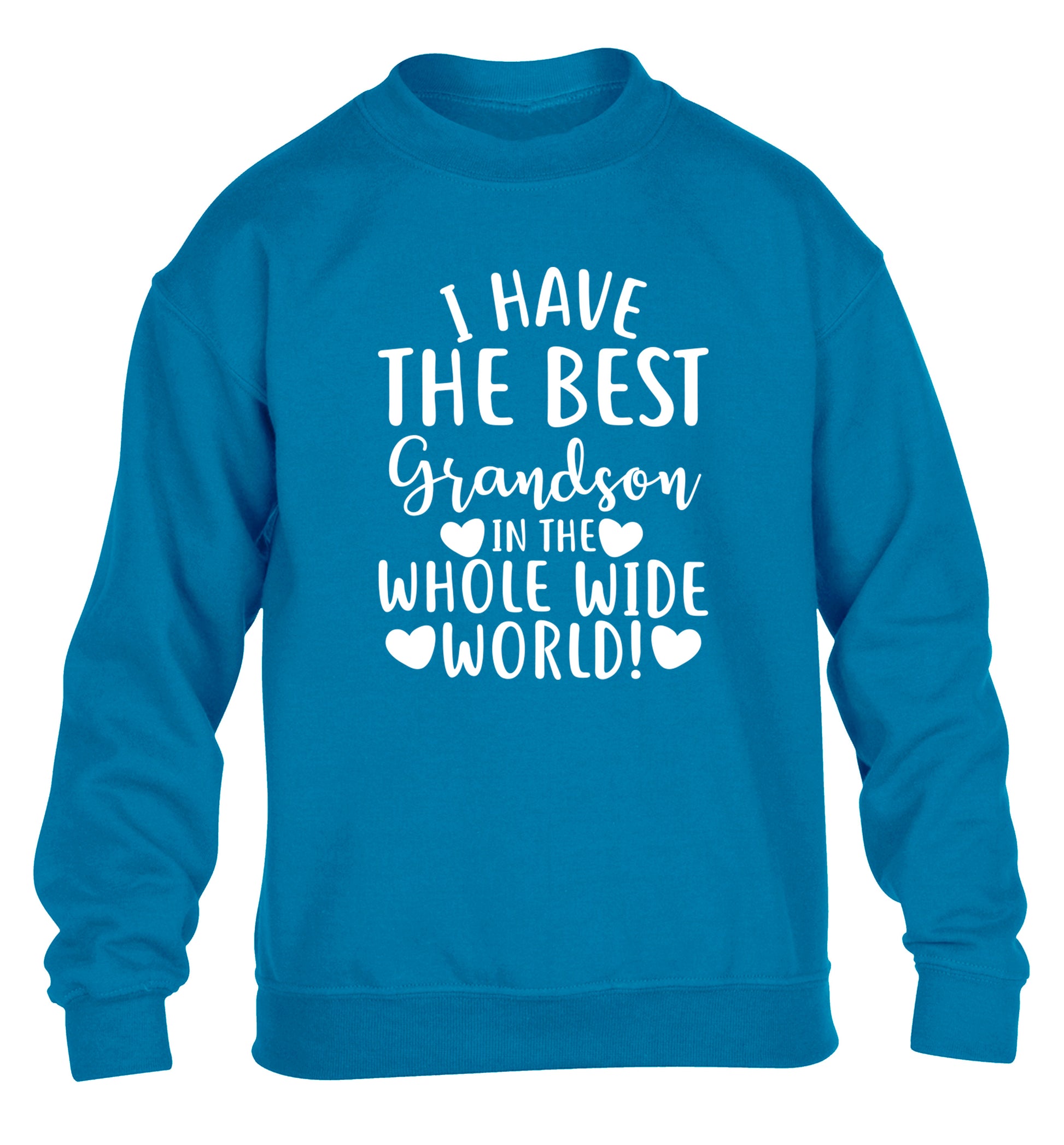 I have the best grandson in the whole wide world! children's blue sweater 12-13 Years