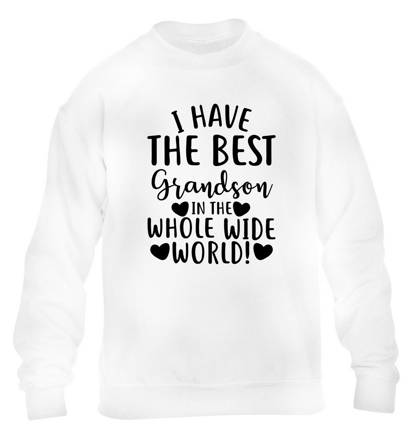 I have the best grandson in the whole wide world! children's white sweater 12-13 Years