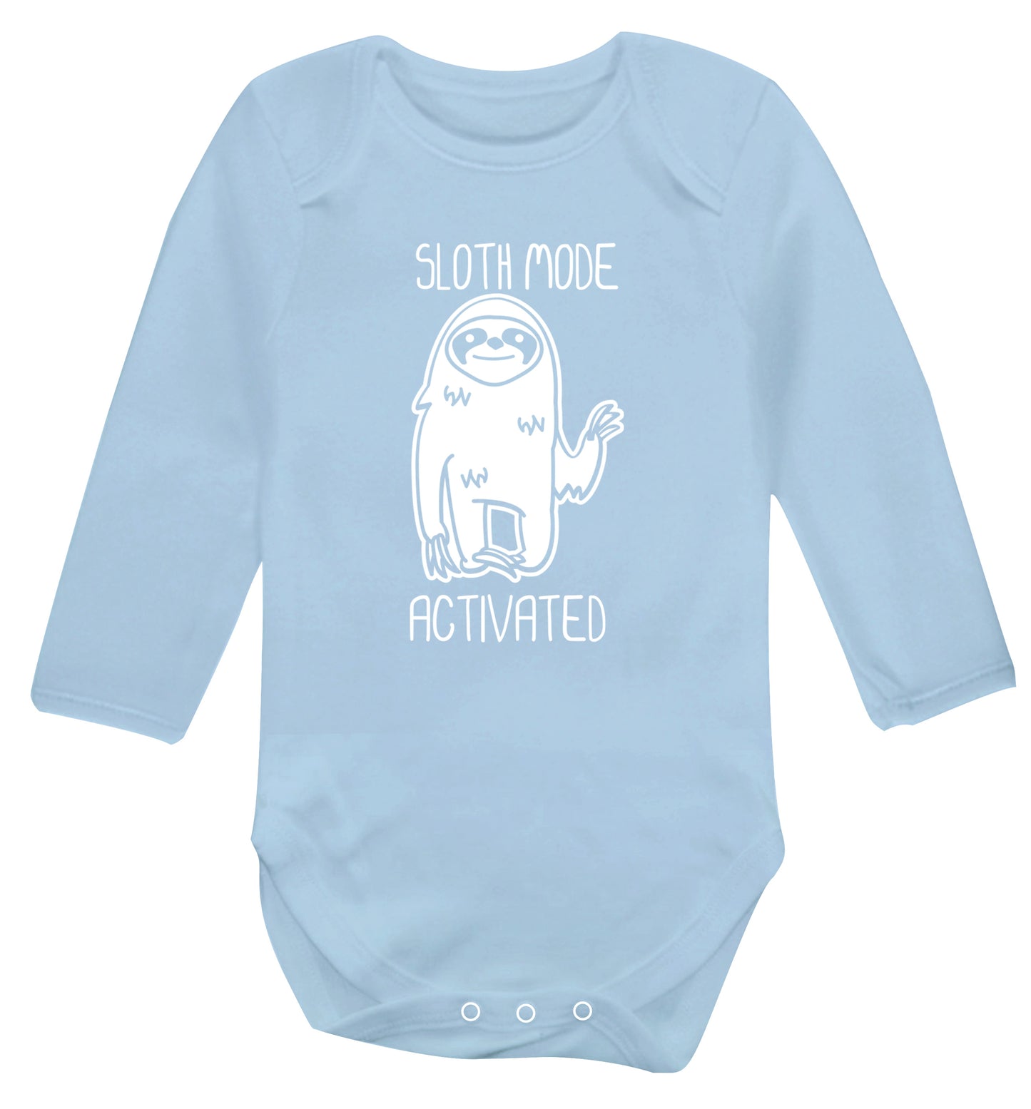 Sloth mode acitvated Baby Vest long sleeved pale blue 6-12 months