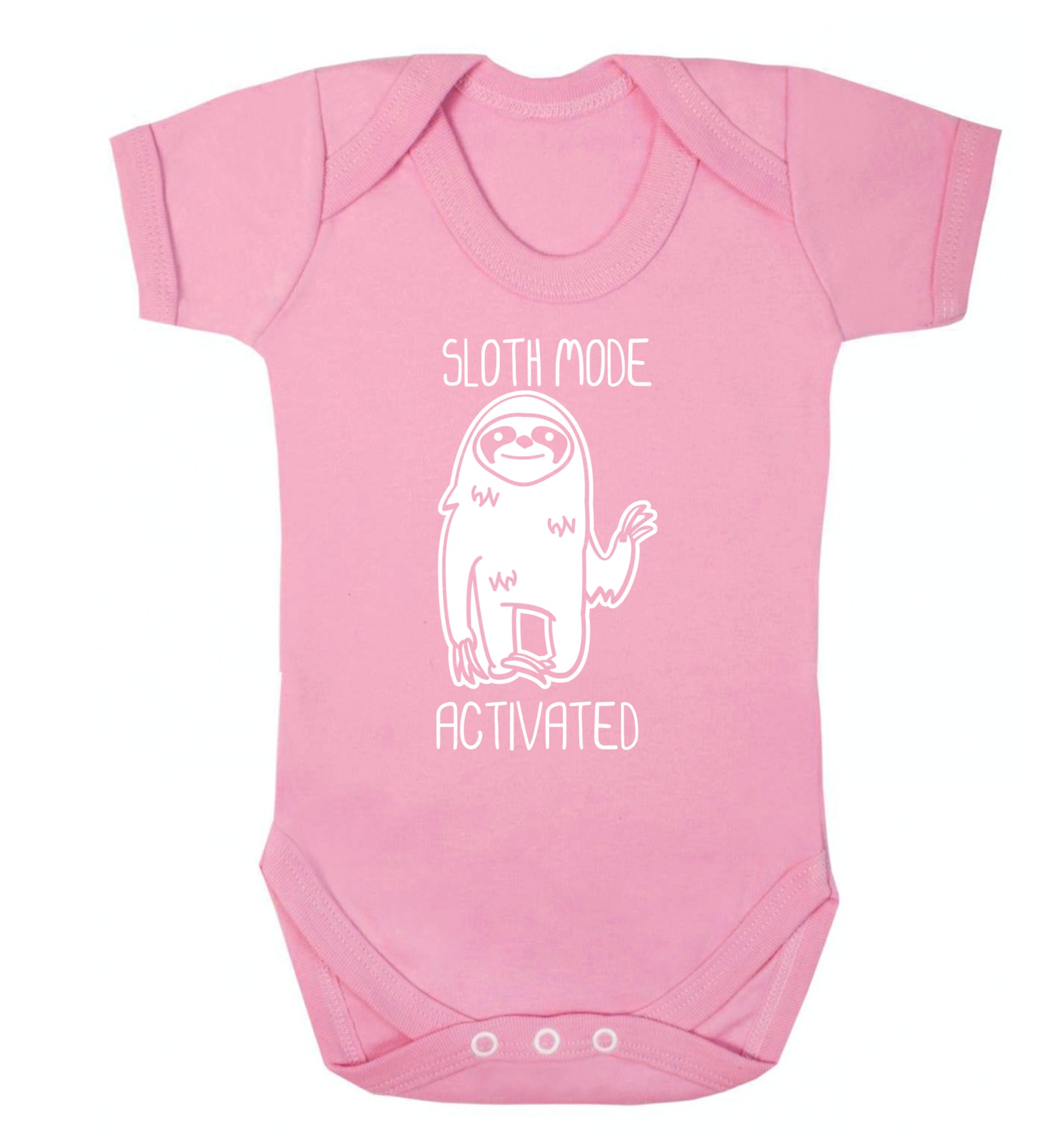 Sloth mode acitvated Baby Vest pale pink 18-24 months