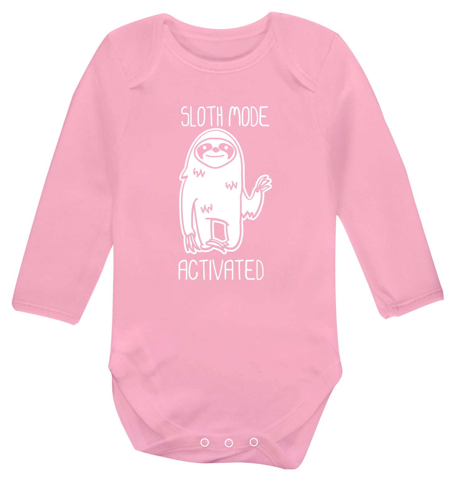 Sloth mode acitvated Baby Vest long sleeved pale pink 6-12 months