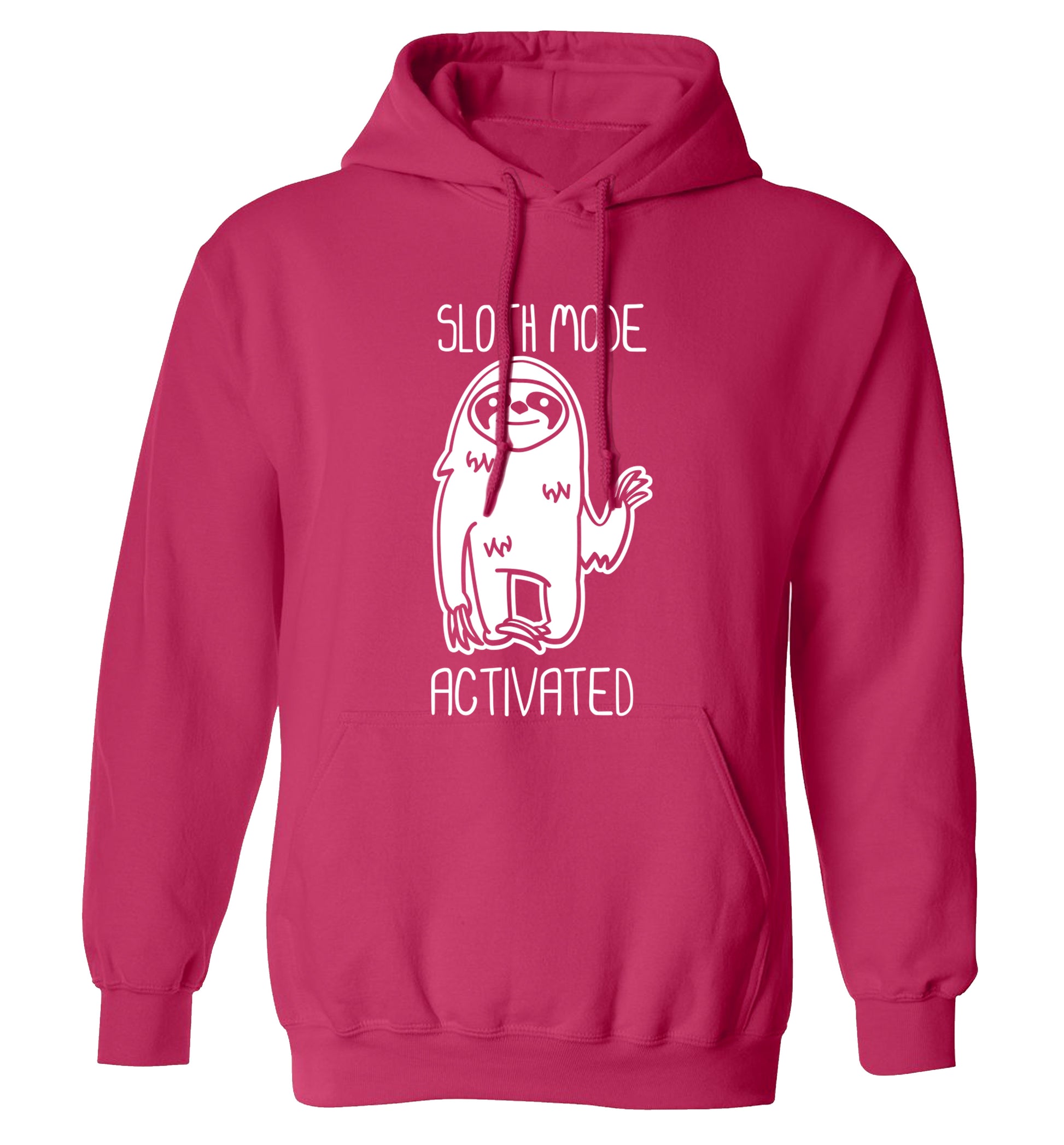 Sloth mode acitvated adults unisex pink hoodie 2XL