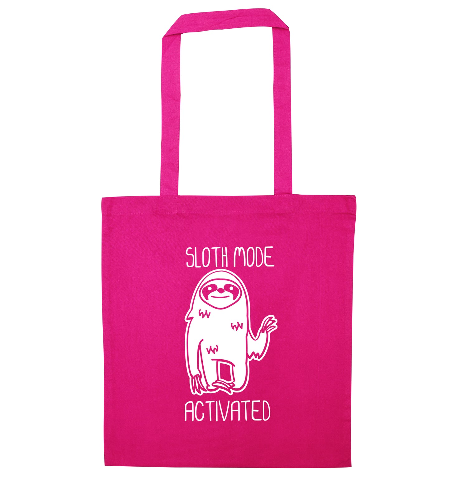 Sloth mode acitvated pink tote bag