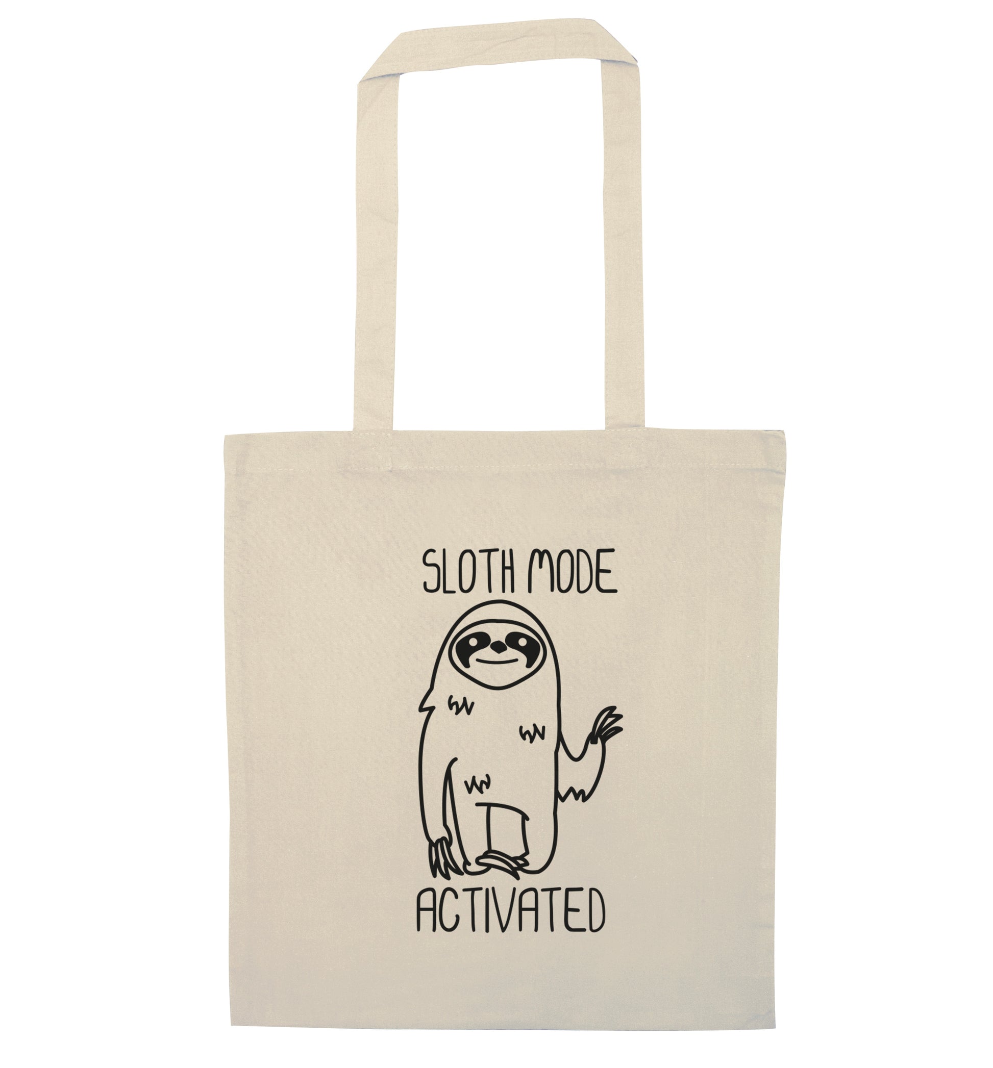 Sloth mode acitvated natural tote bag