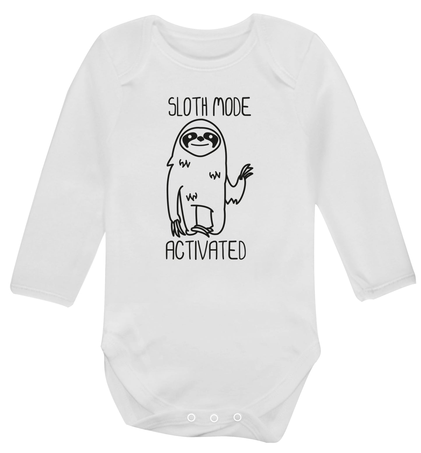 Sloth mode acitvated Baby Vest long sleeved white 6-12 months