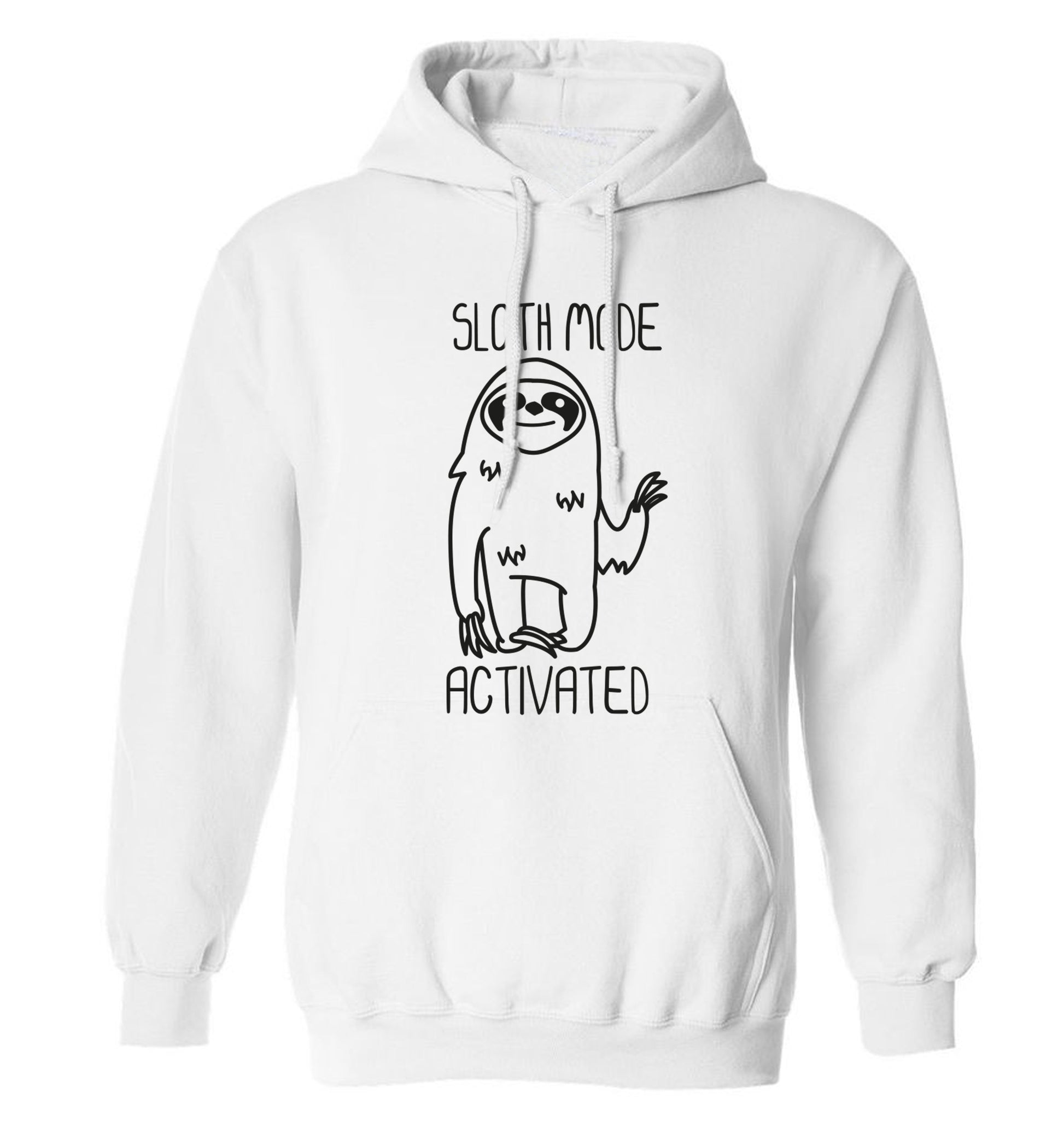 Sloth mode acitvated adults unisex white hoodie 2XL