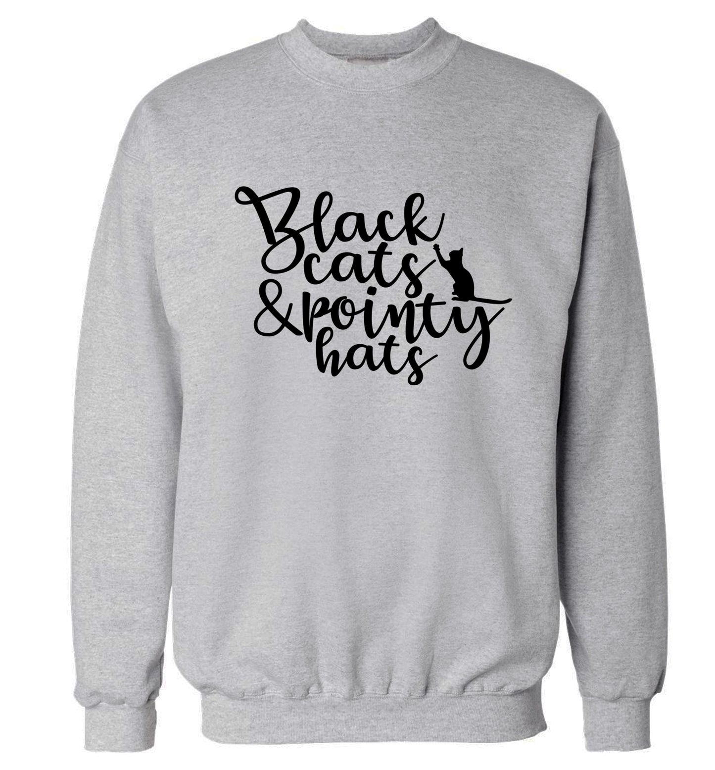 Black cats and pointy hats Adult's unisex grey Sweater 2XL