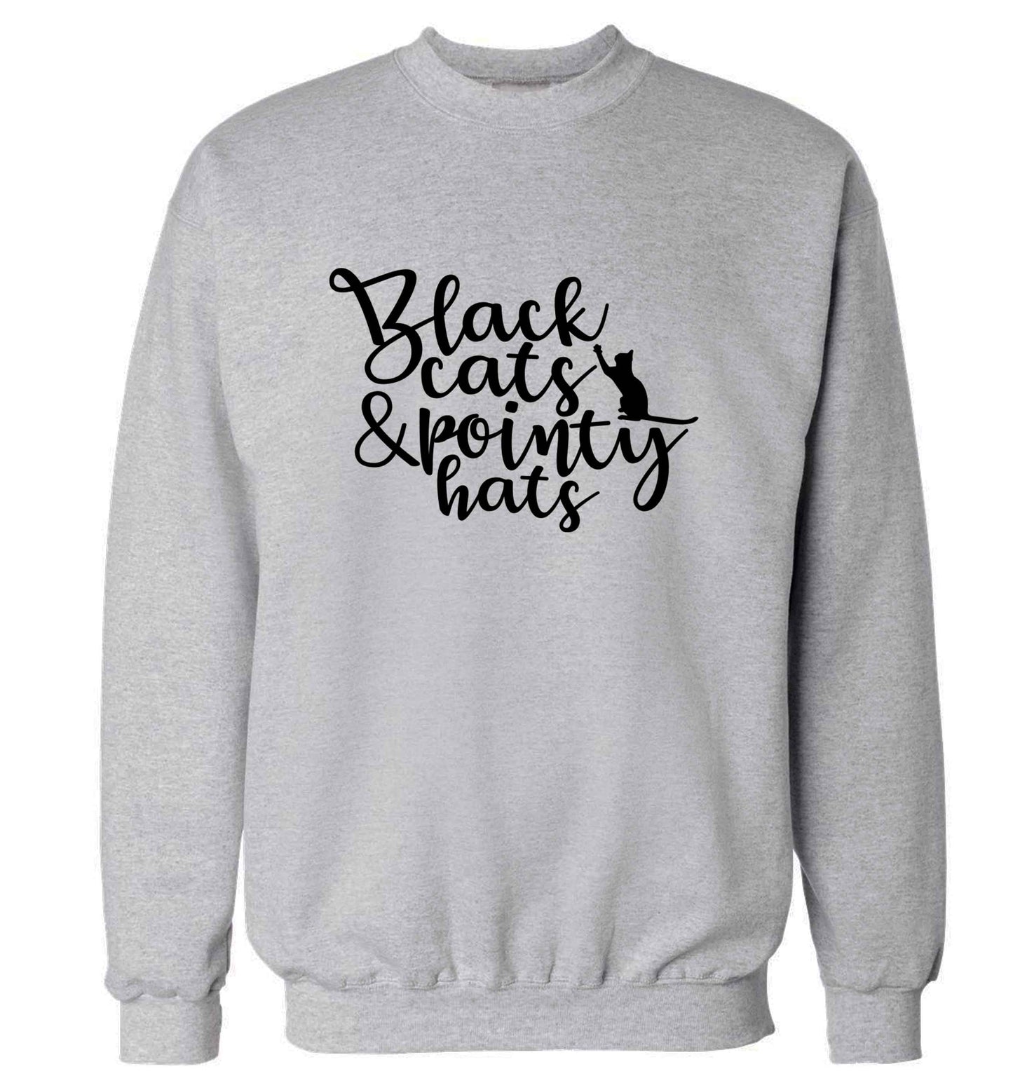 Black cats and pointy hats adult's unisex grey sweater 2XL