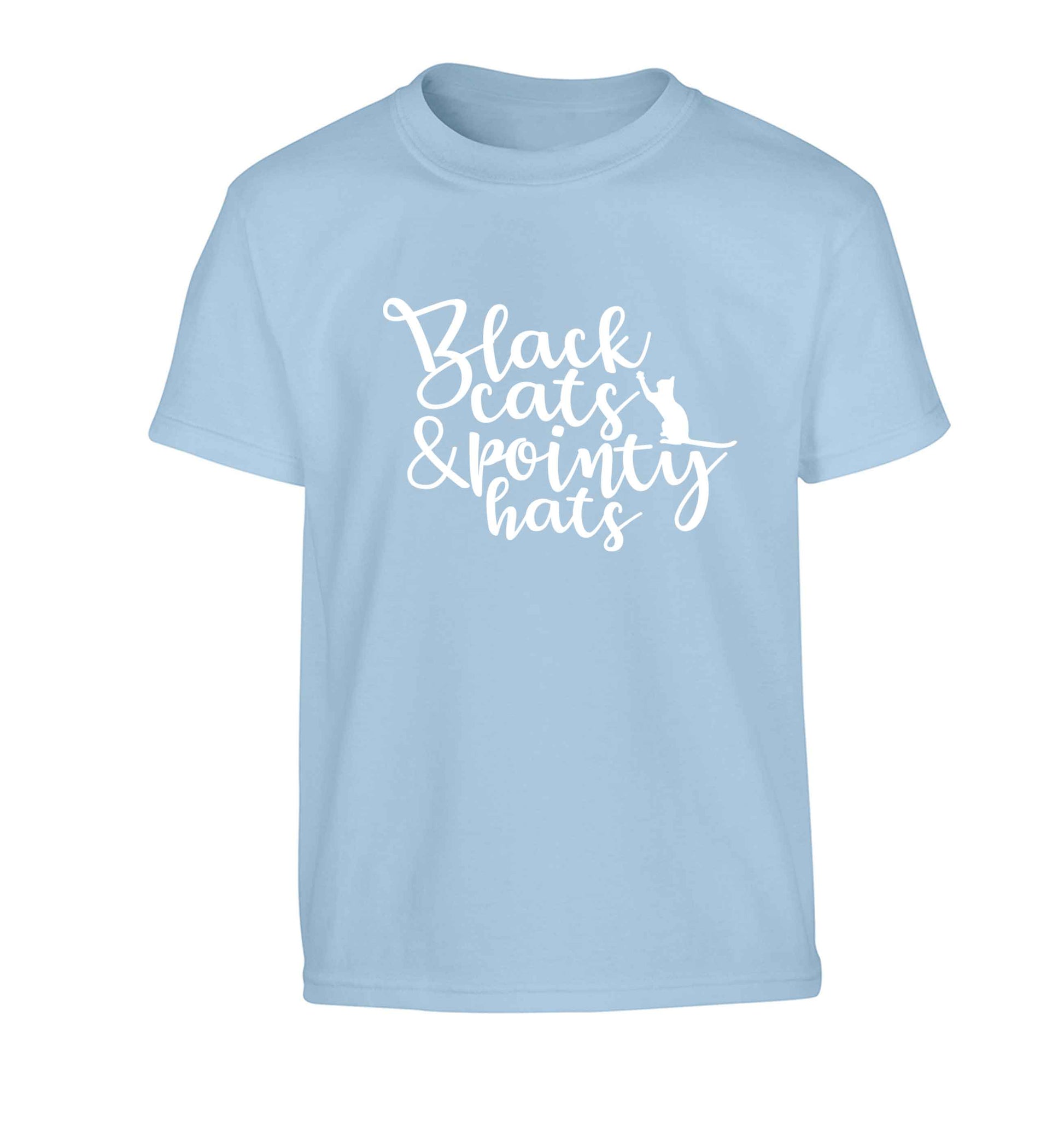 Black cats and pointy hats Children's light blue Tshirt 12-13 Years