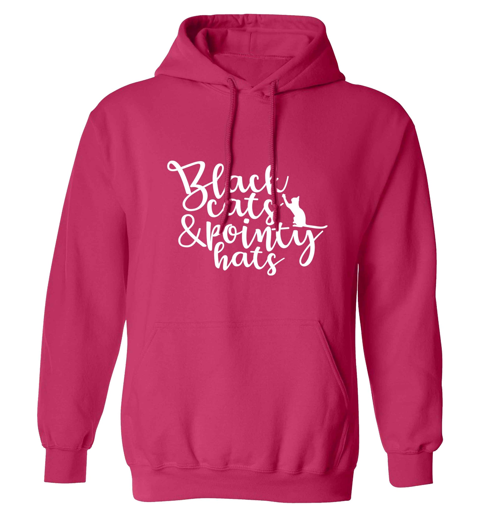 Black cats and pointy hats adults unisex pink hoodie 2XL