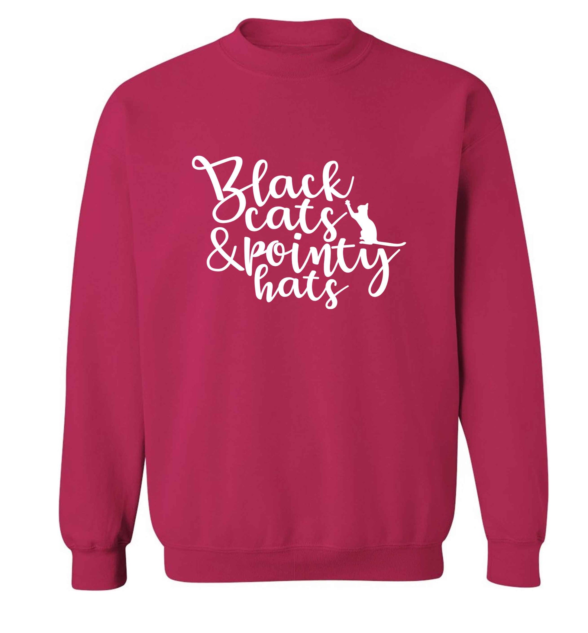 Black cats and pointy hats adult's unisex pink sweater 2XL