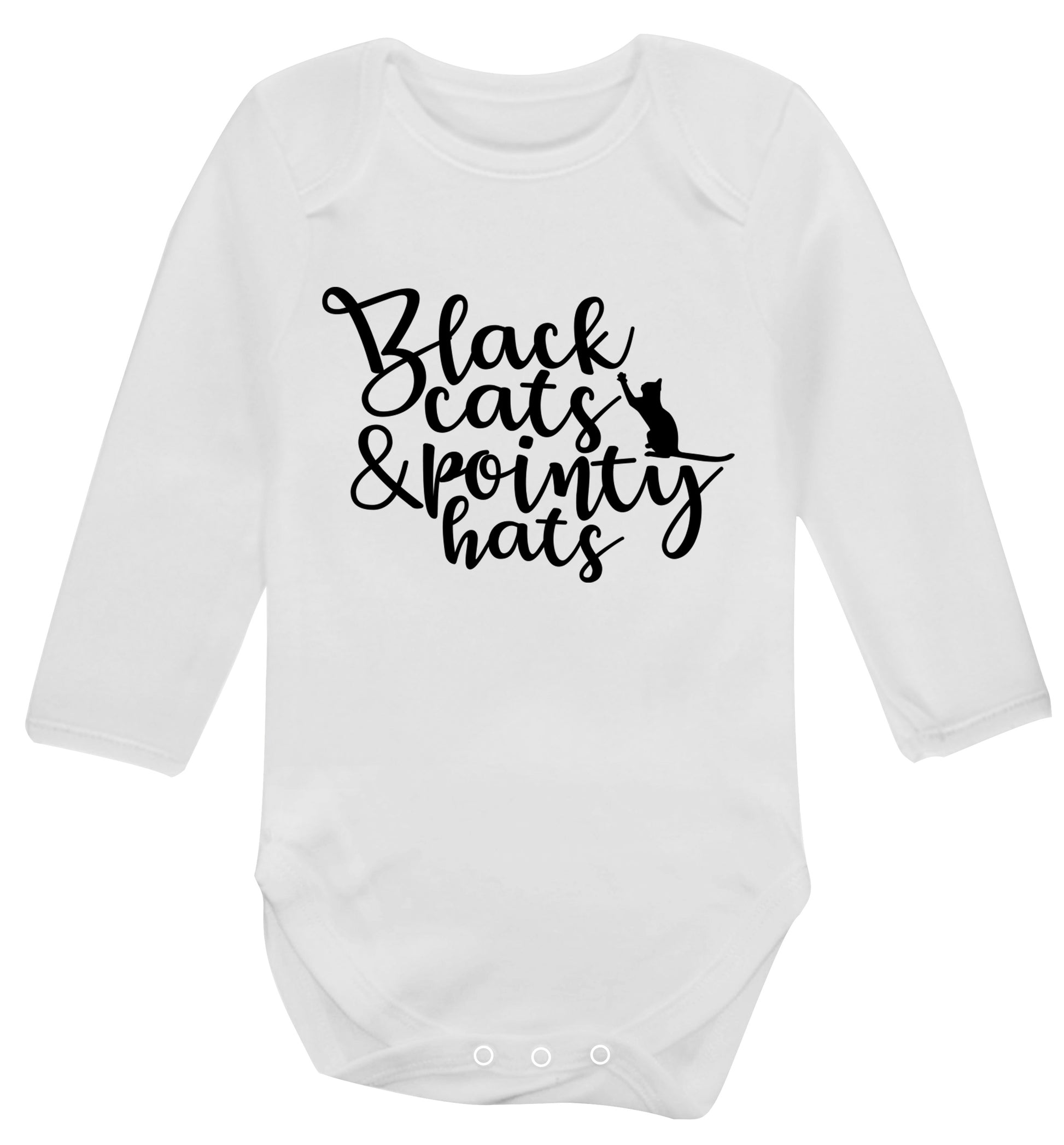 Black cats and pointy hats Baby Vest long sleeved white 6-12 months