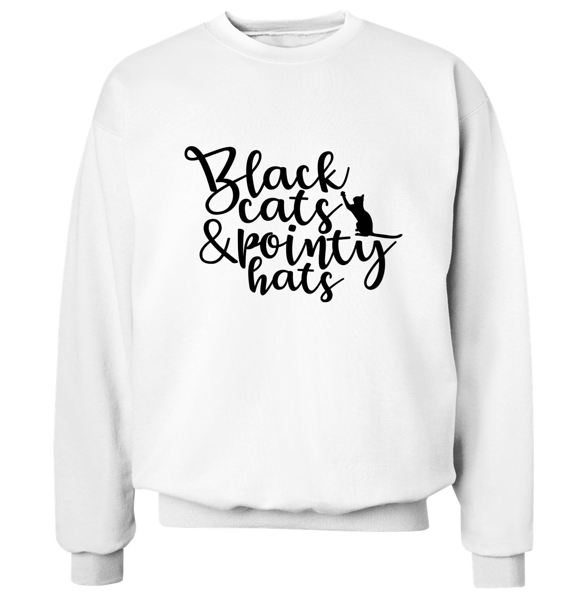 Black cats and pointy hats Adult's unisex white Sweater 2XL