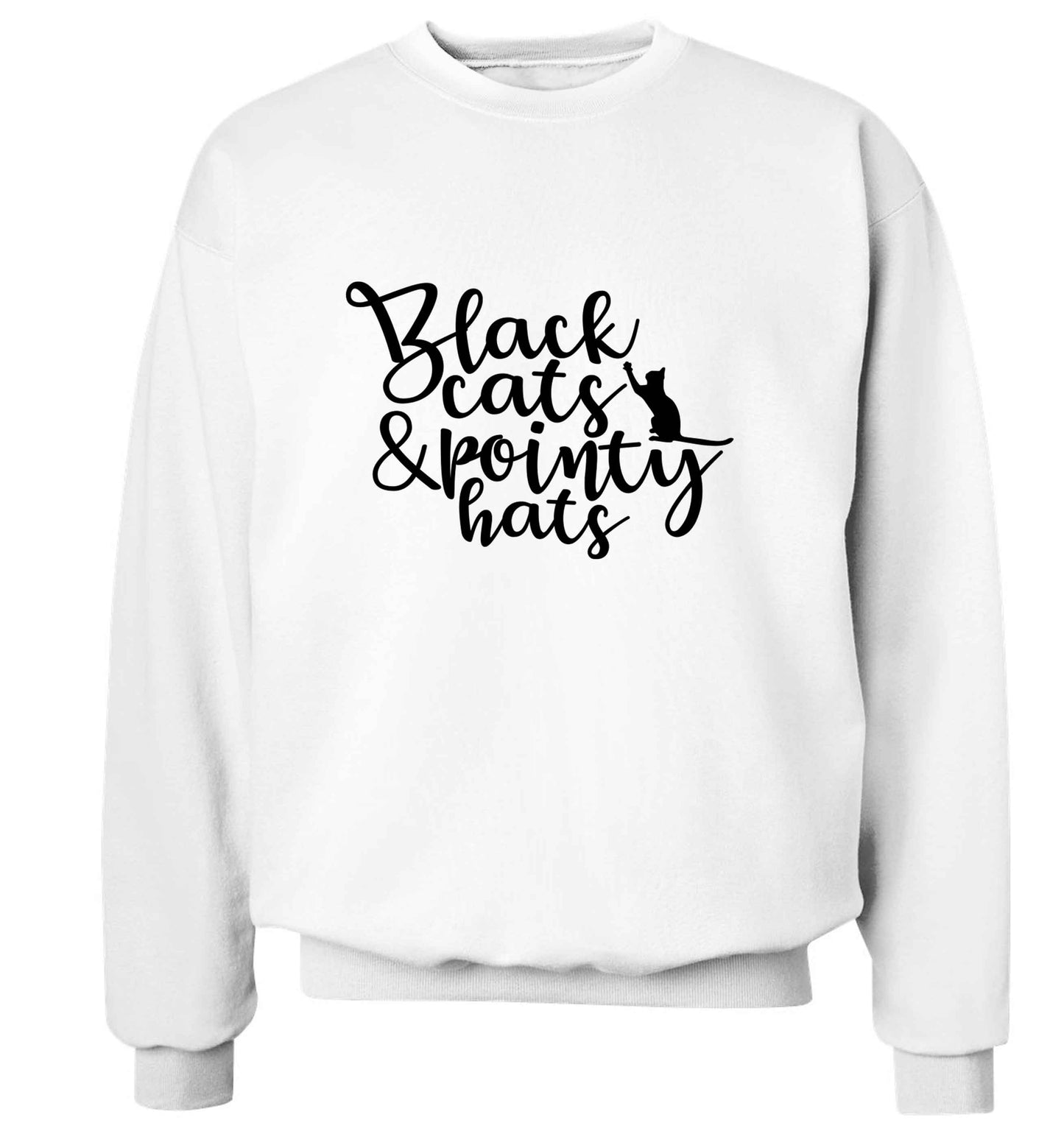 Black cats and pointy hats adult's unisex white sweater 2XL